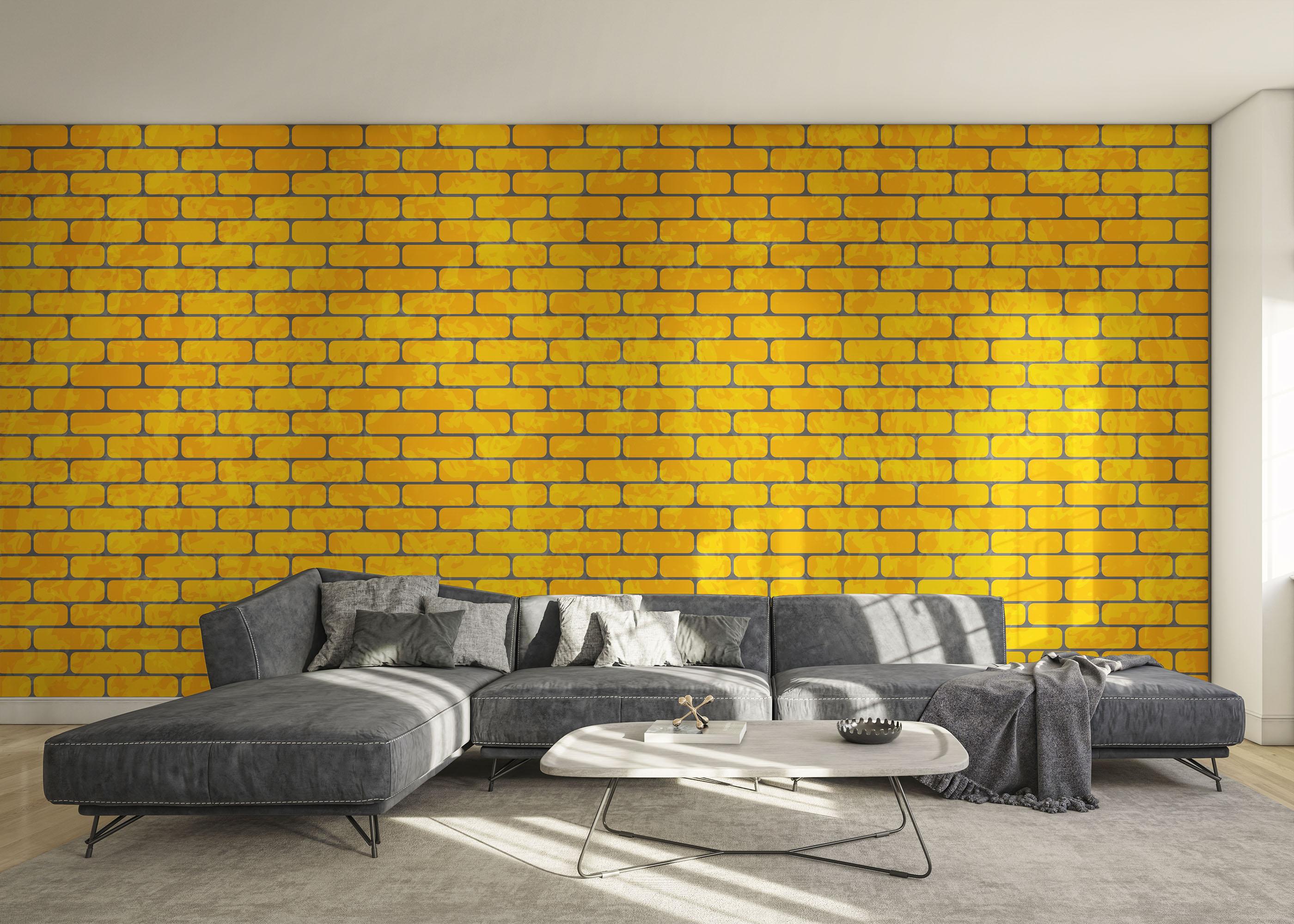 Fototapet Gold Color Brick mockup 0