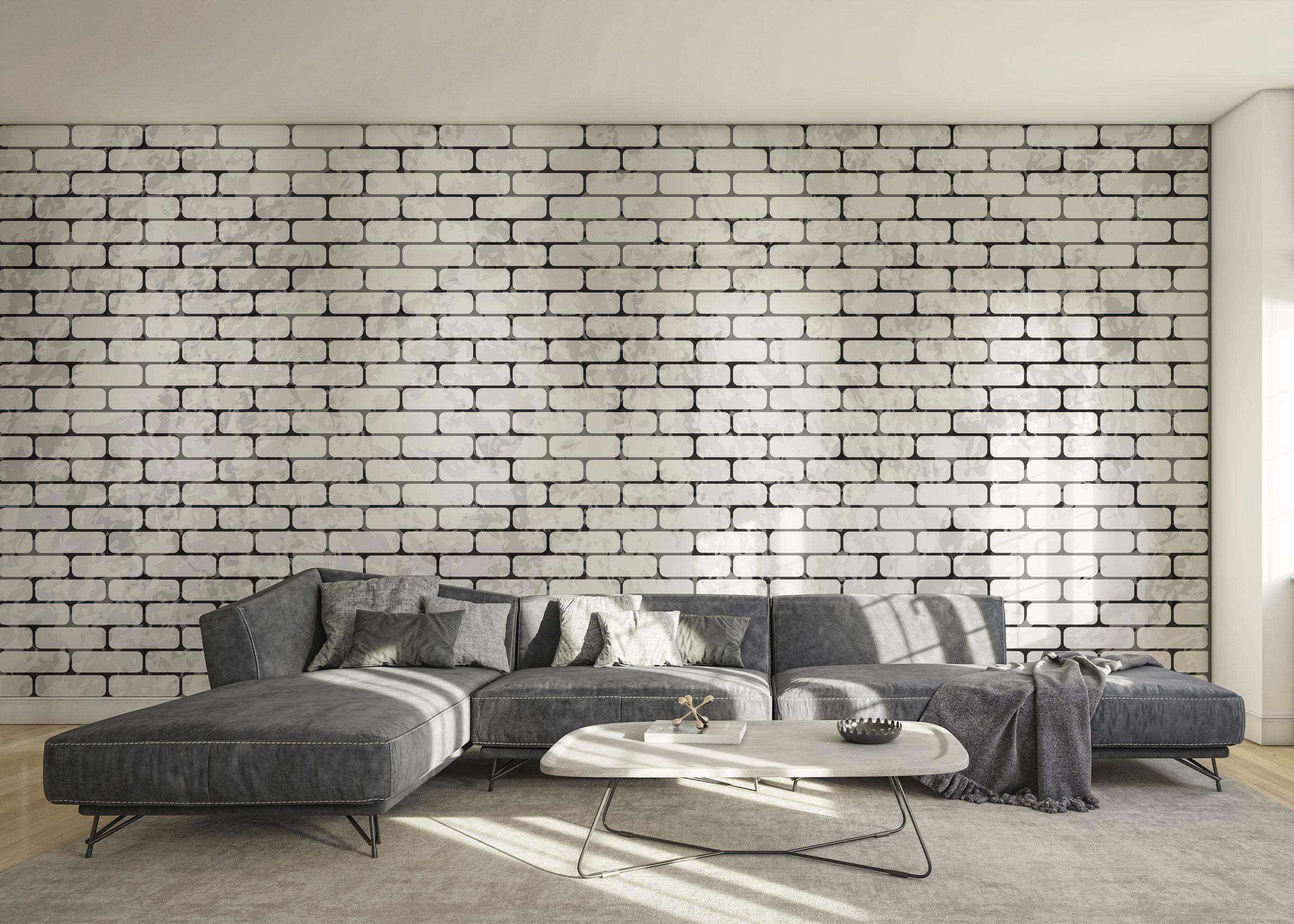 Fototapet Light Brick Grey Wall mockup 0