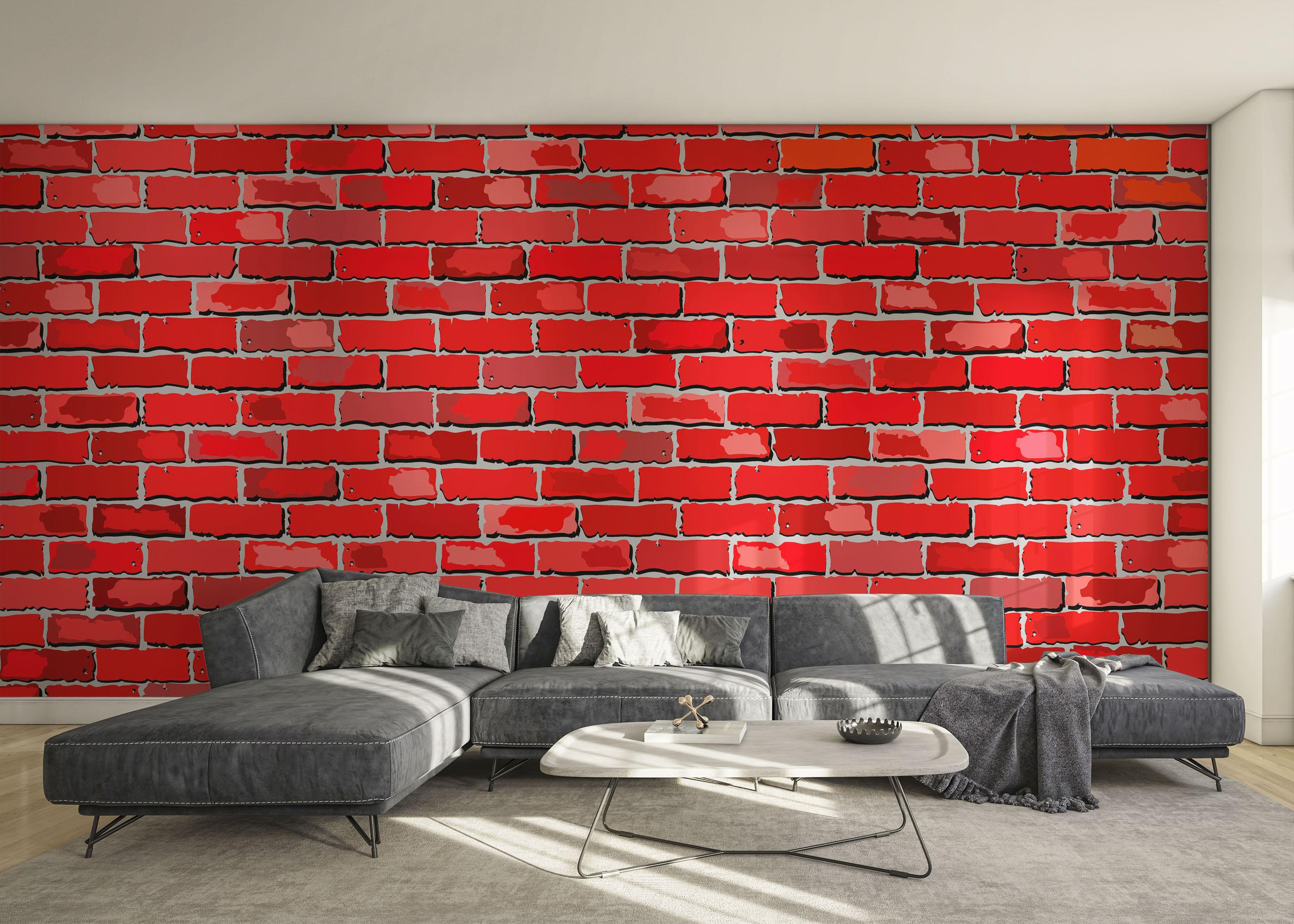 Fototapet Red Color Brick mockup 0