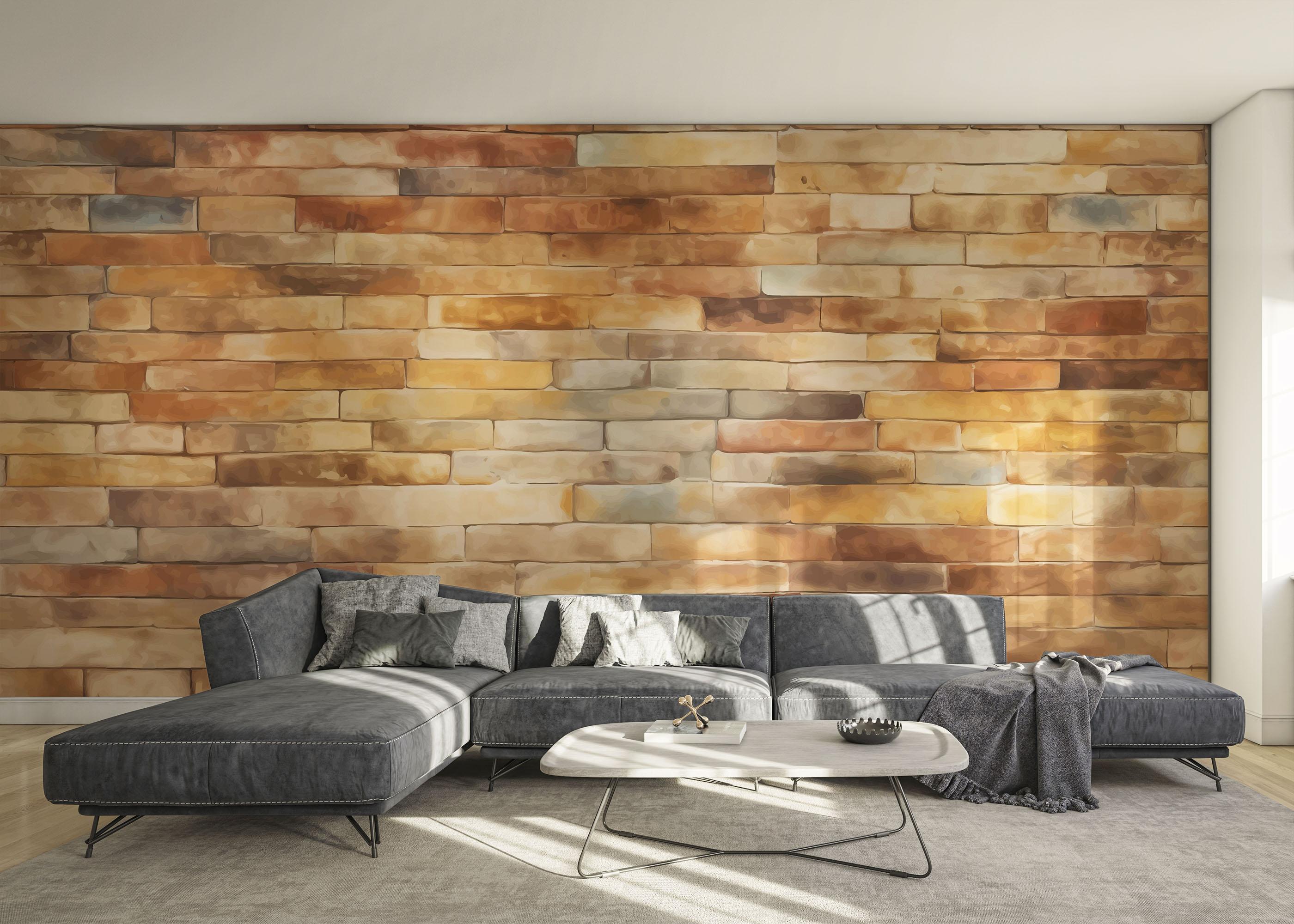 Fototapet Yellow Light Brick mockup 0