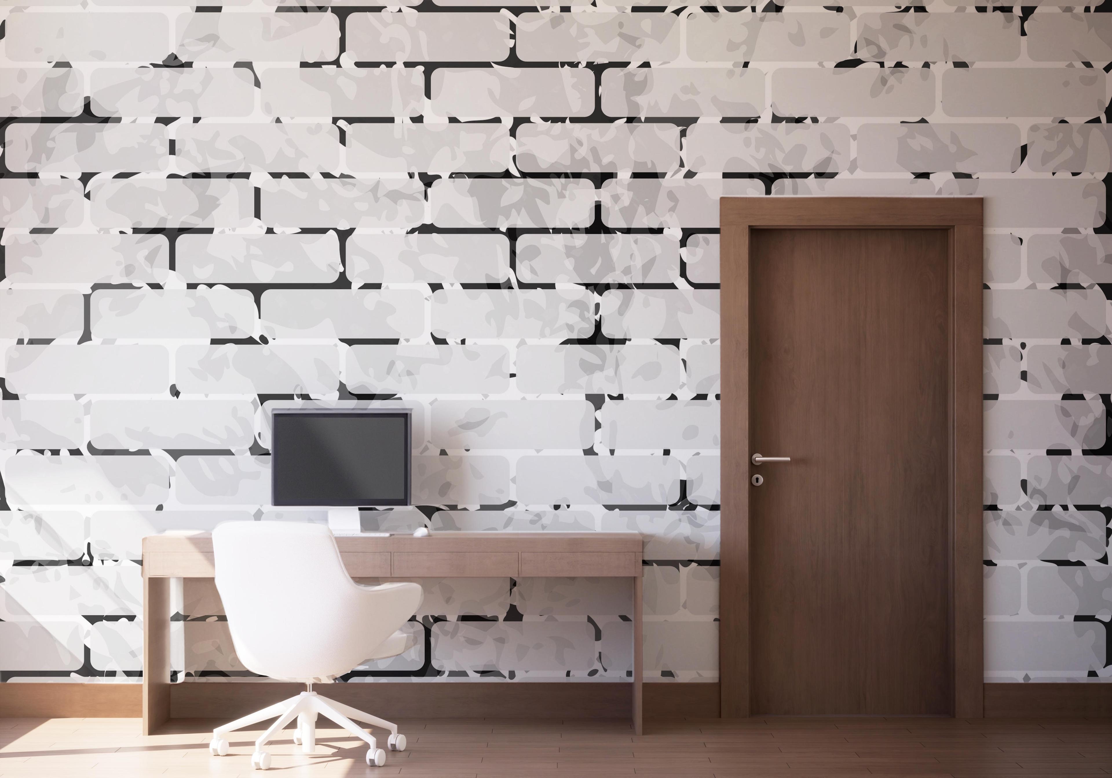 Fototapet Black Line Brick mockup 1