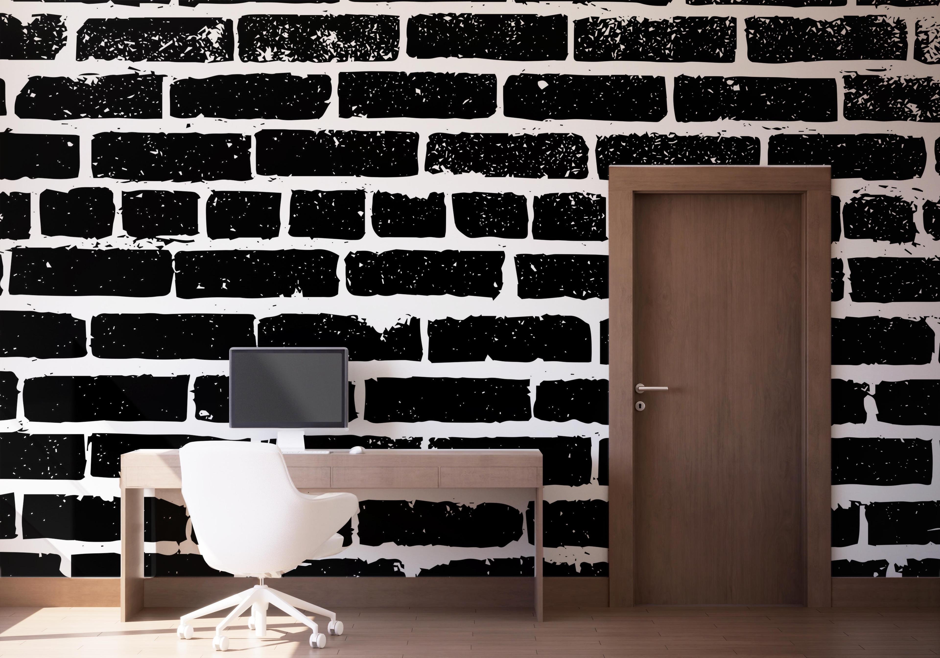 Fototapet Brick White Spray mockup 1