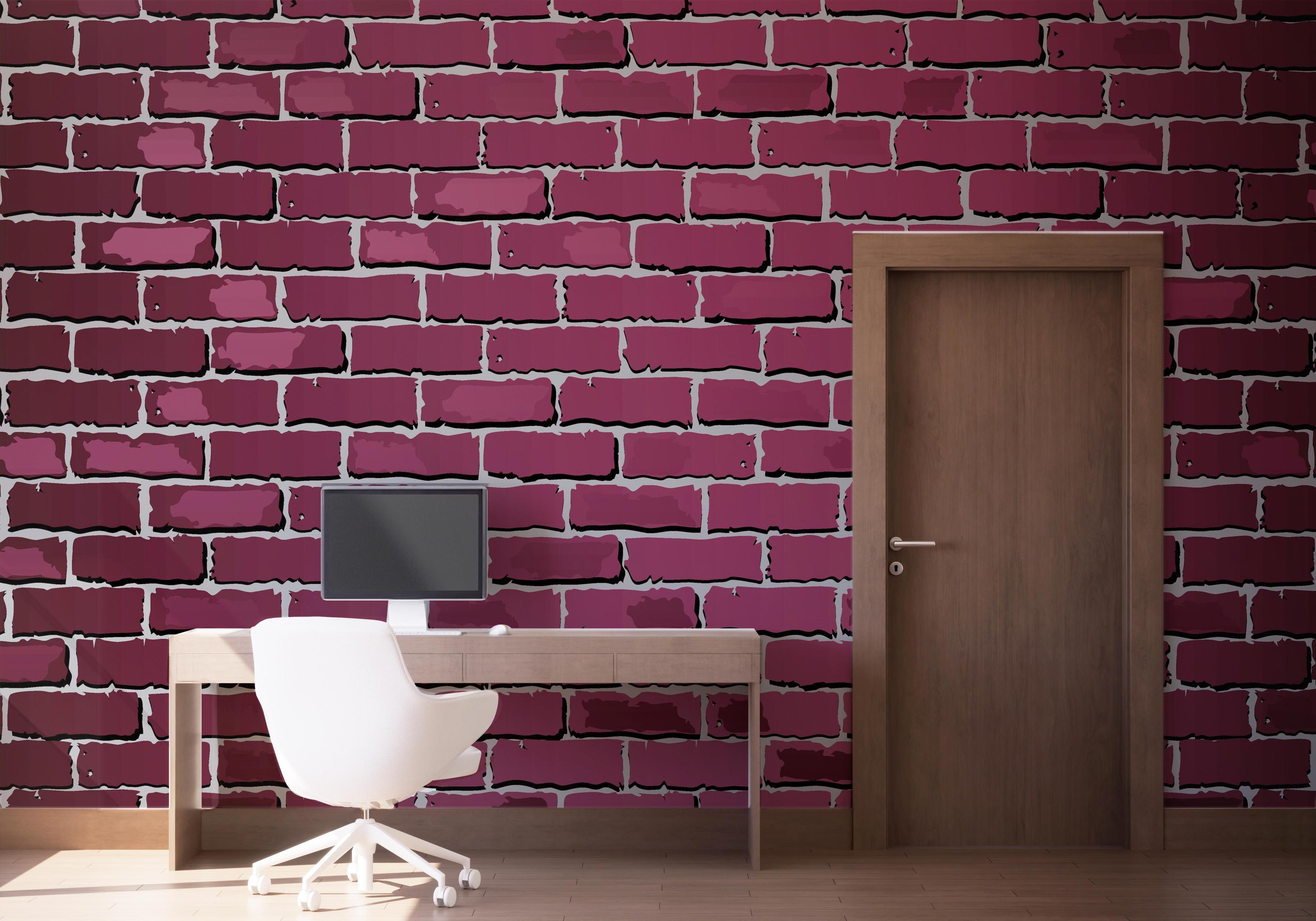 Fototapet Burgundy Color Brick mockup 1