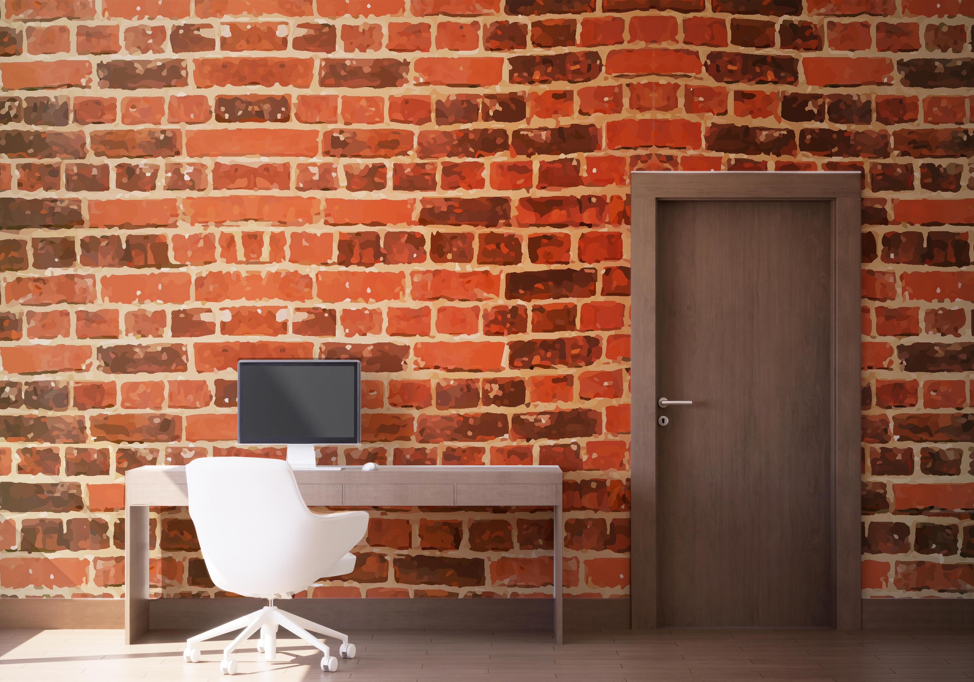 Fototapet Cool Orange Brick mockup 1