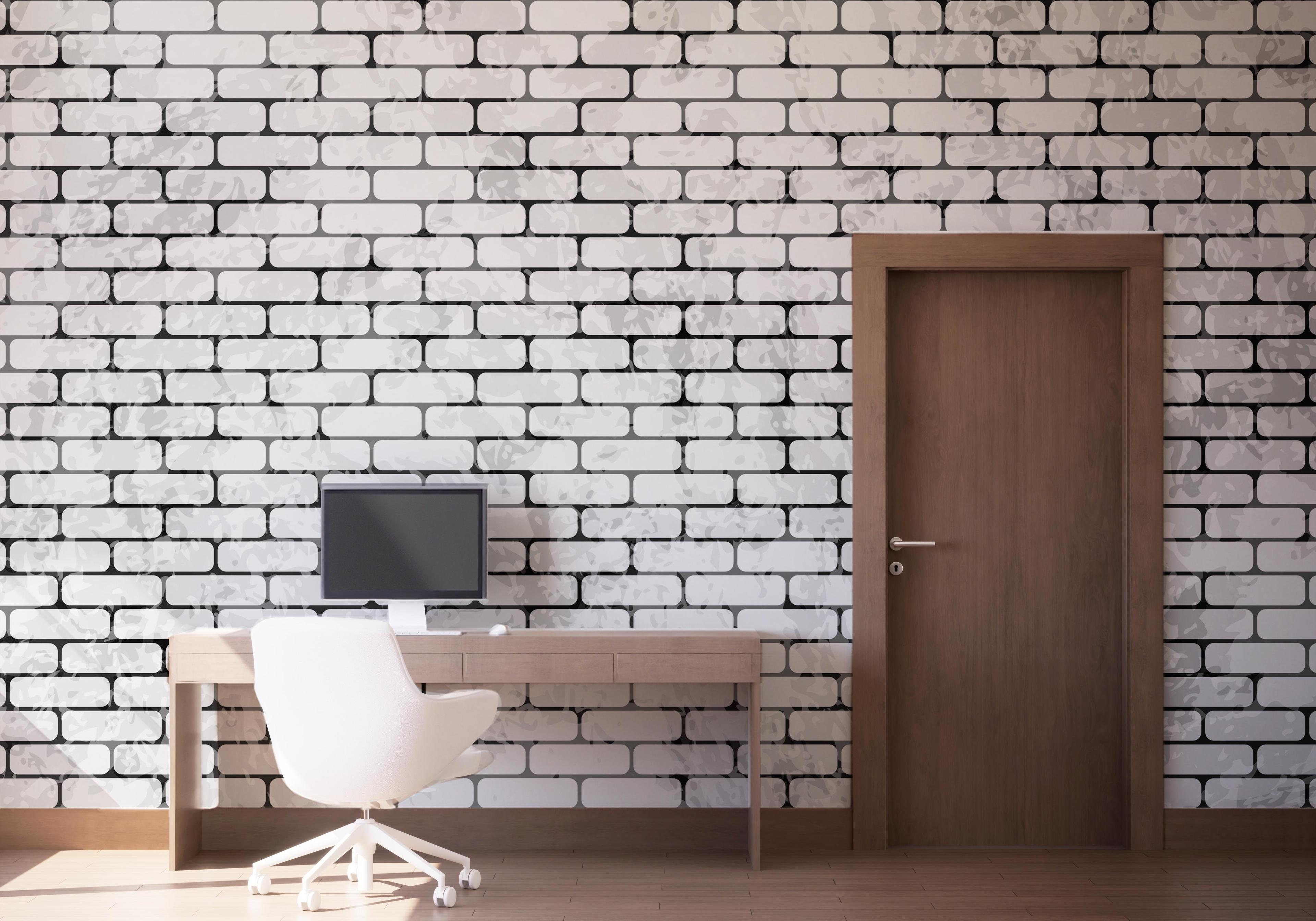 Fototapet Light Brick Grey Wall mockup 1