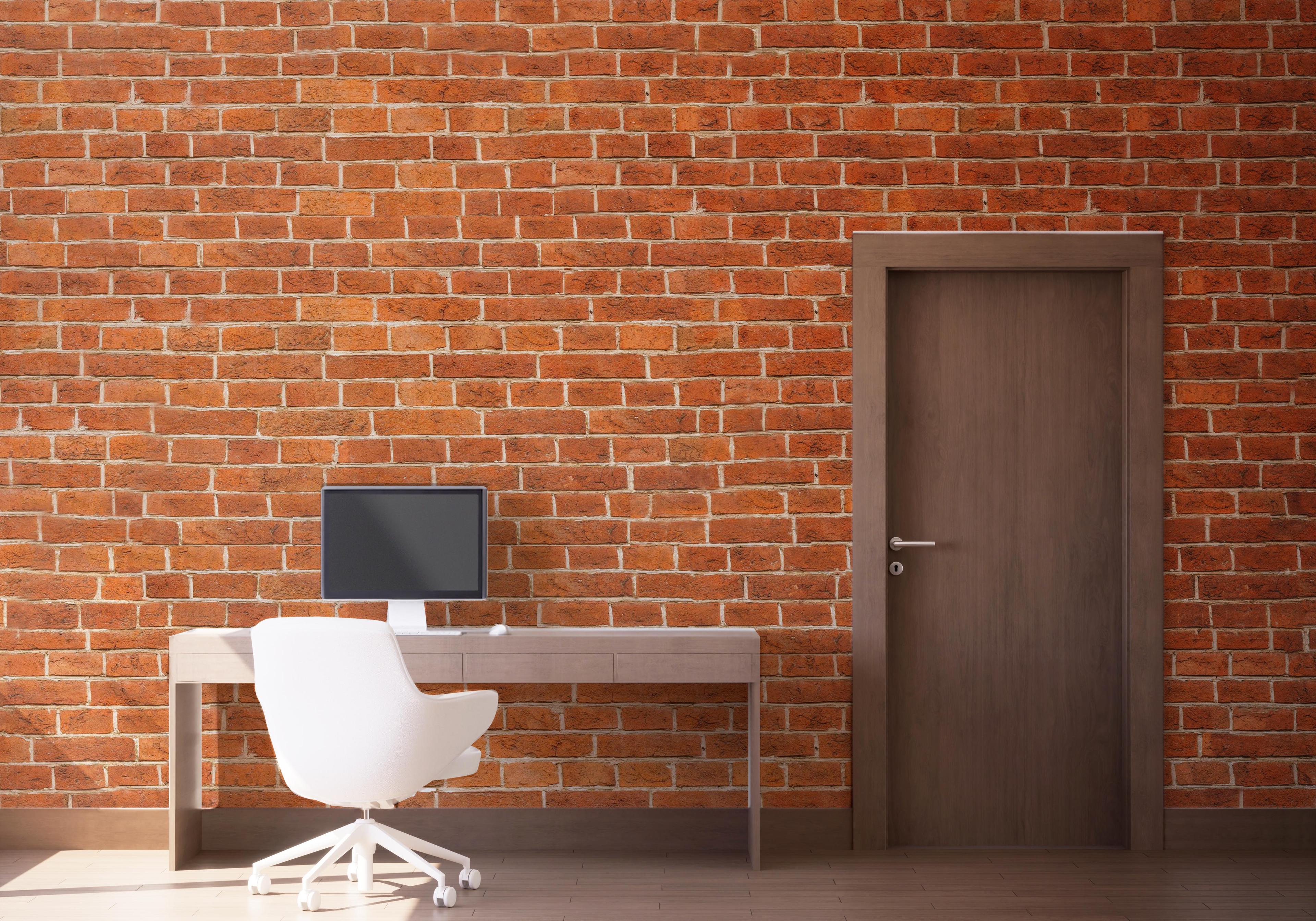 Fototapet Orange Brick Wall mockup 1