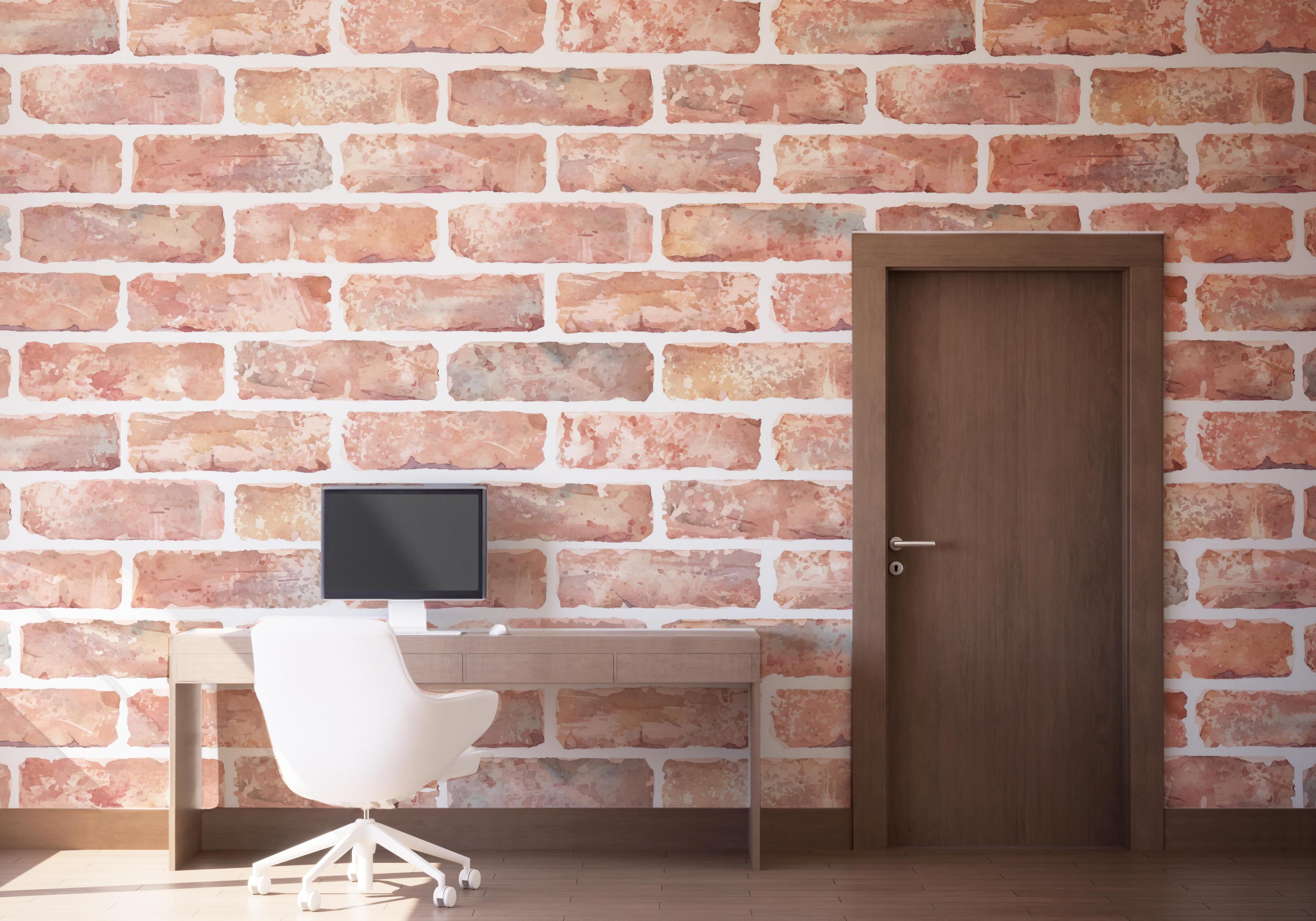 Fototapet Pastel Colors Brick mockup 1