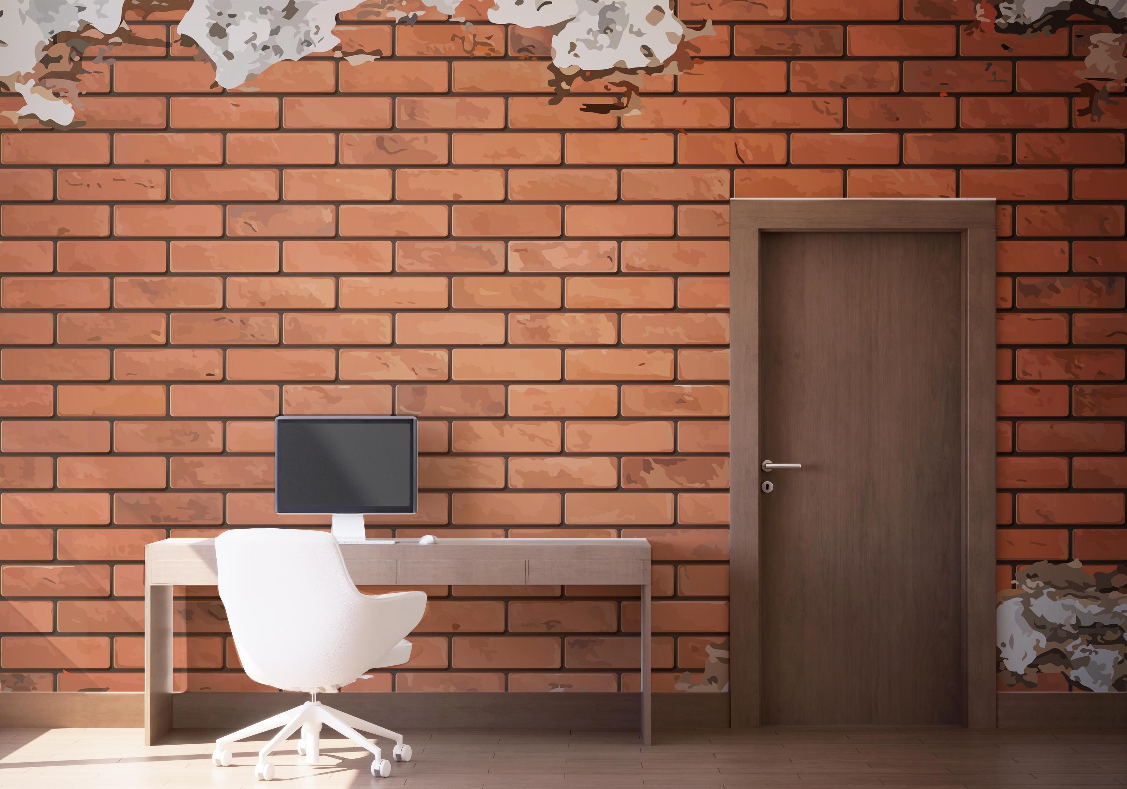 Fototapet Pretty Color Brick mockup 1