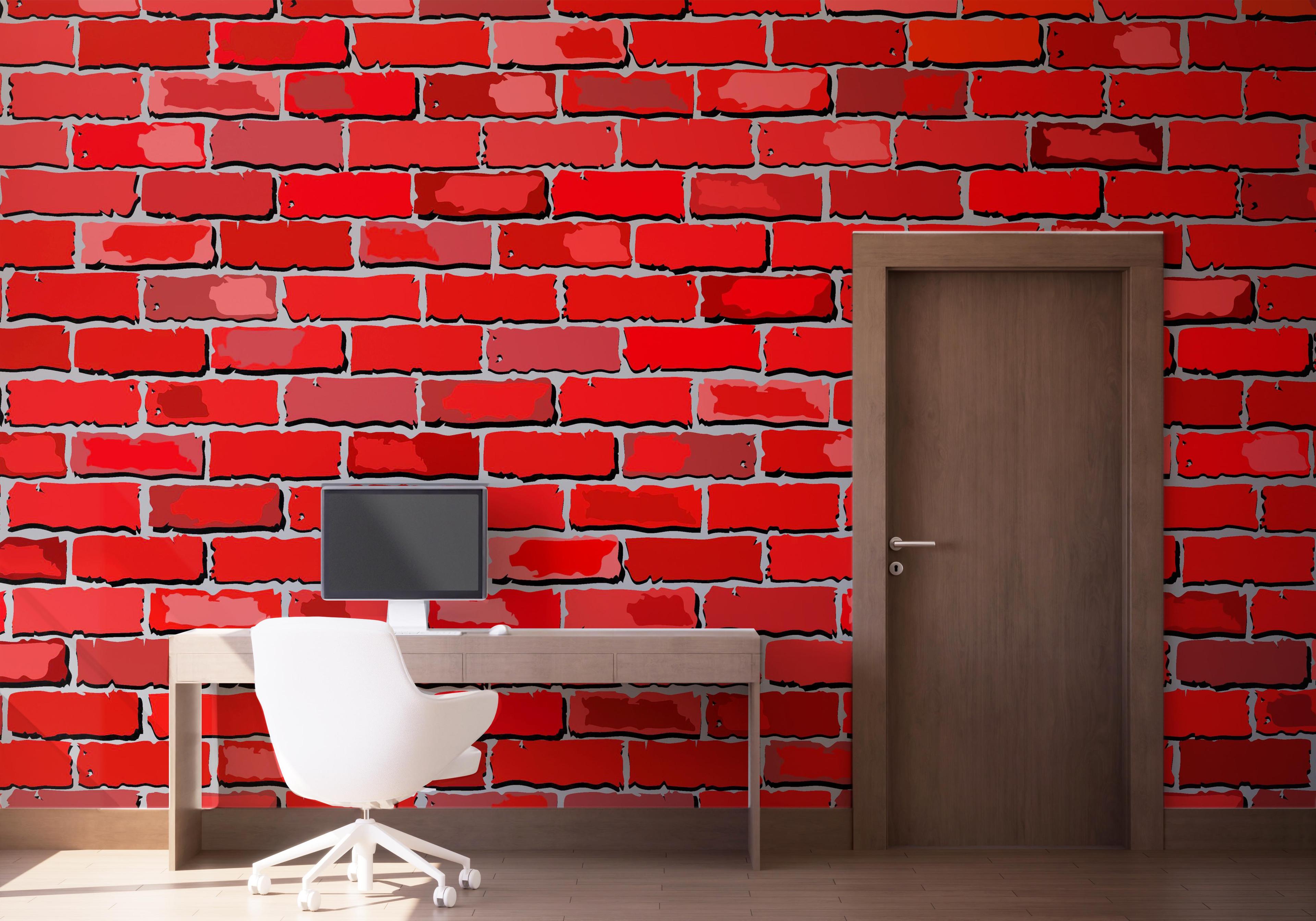 Fototapet Red Color Brick mockup 1