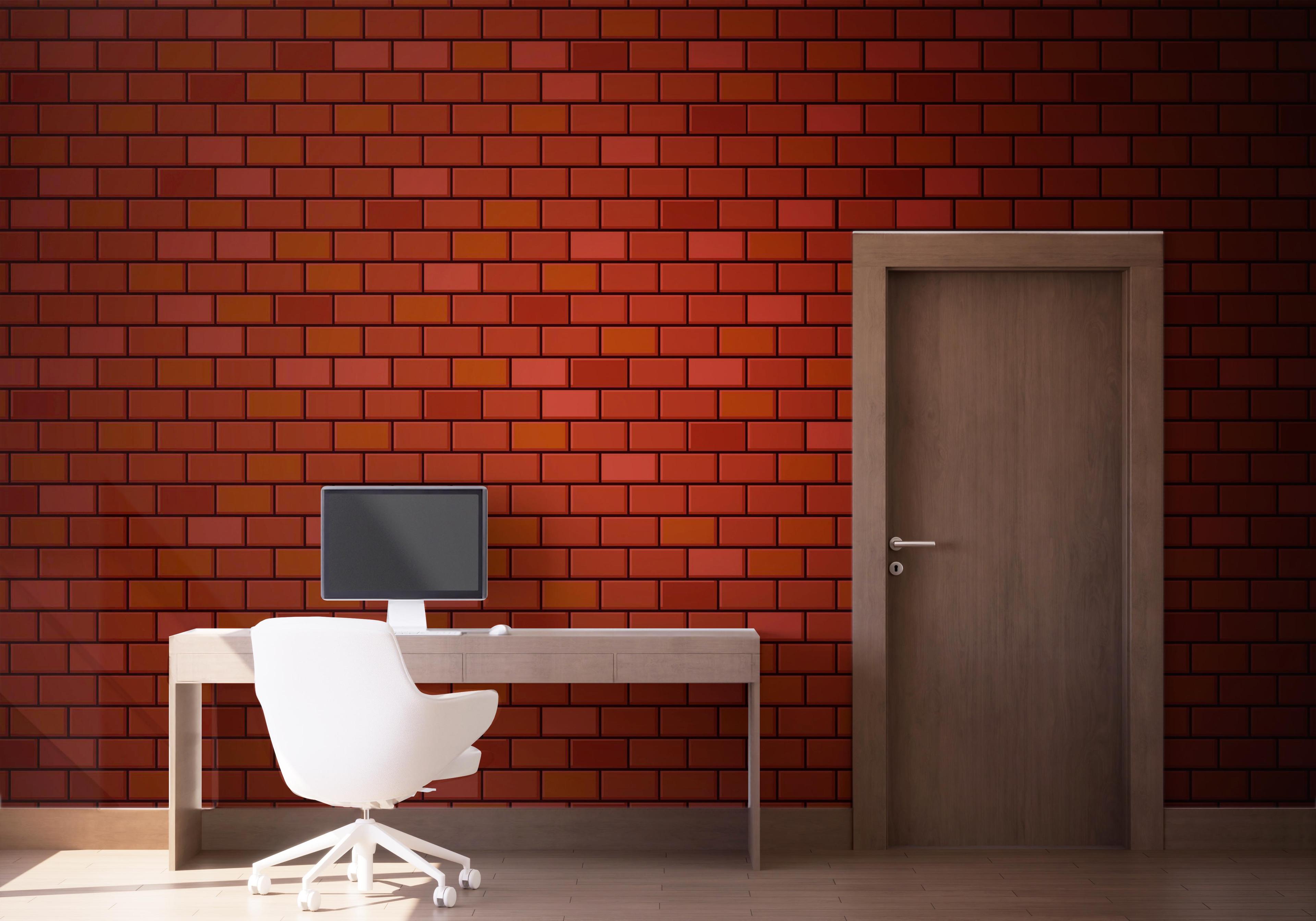 Fototapet Red Light Brick mockup 1