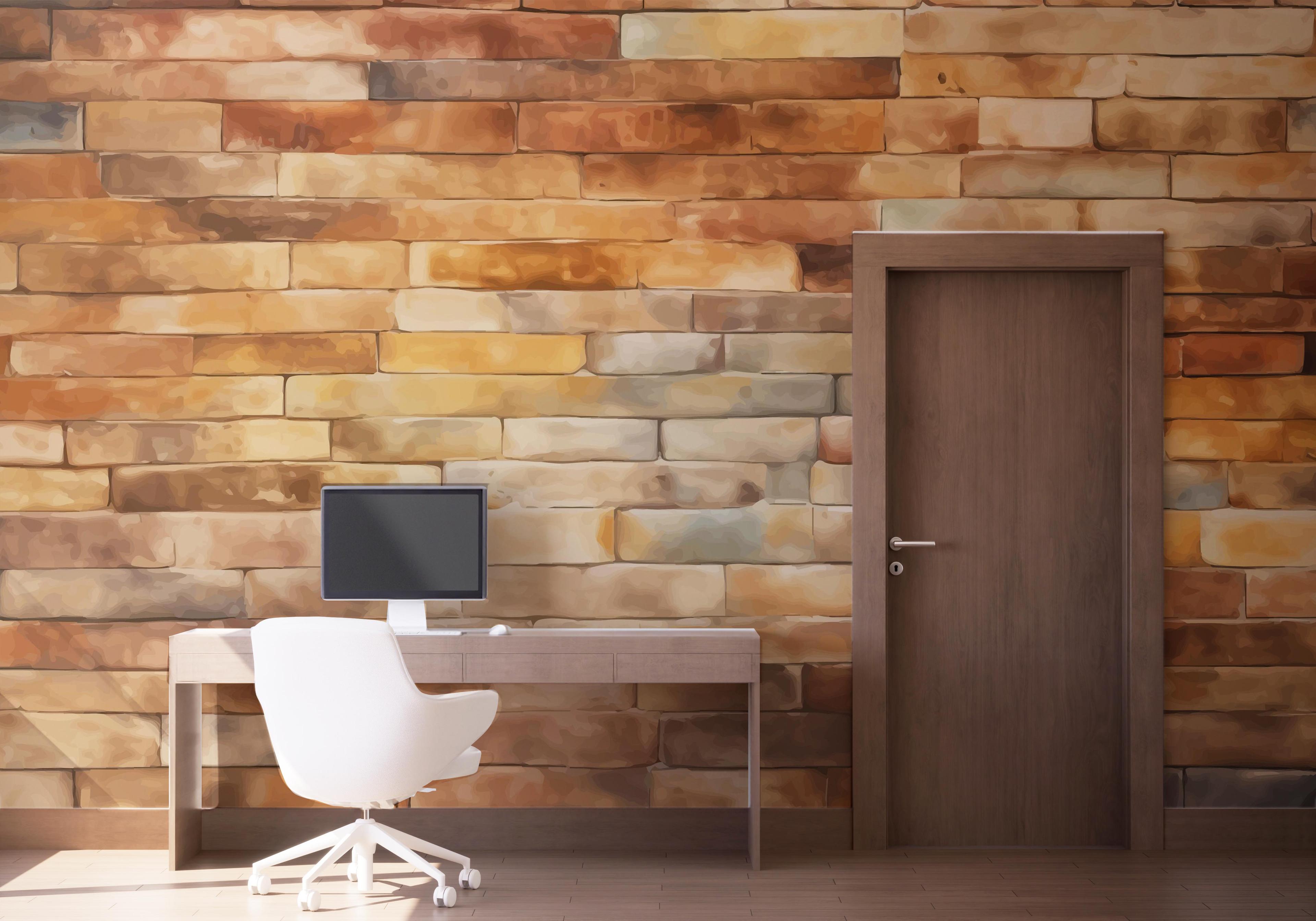 Fototapet Yellow Light Brick mockup 1