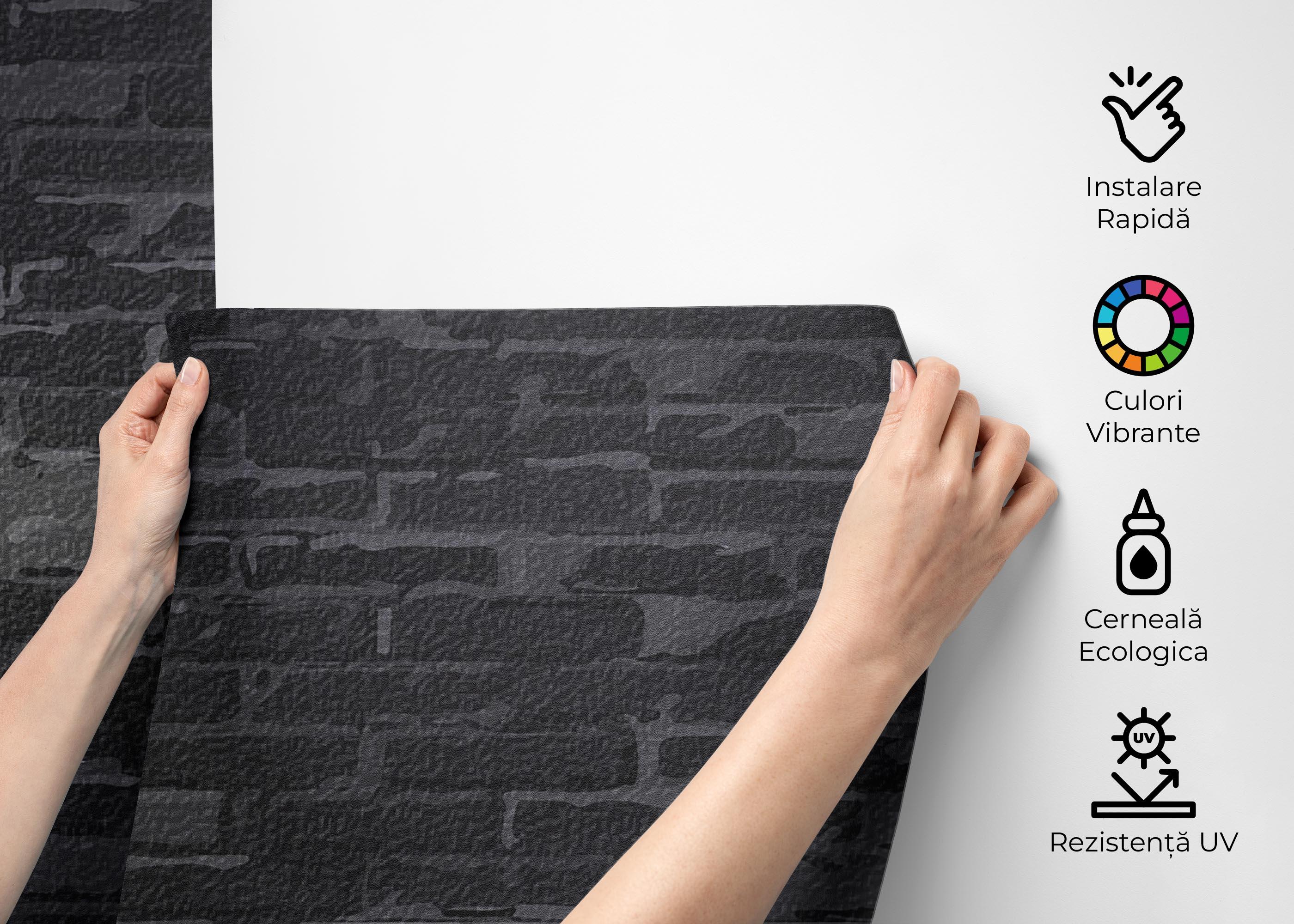 Fototapet Black Grey Brick Wall mockup 2