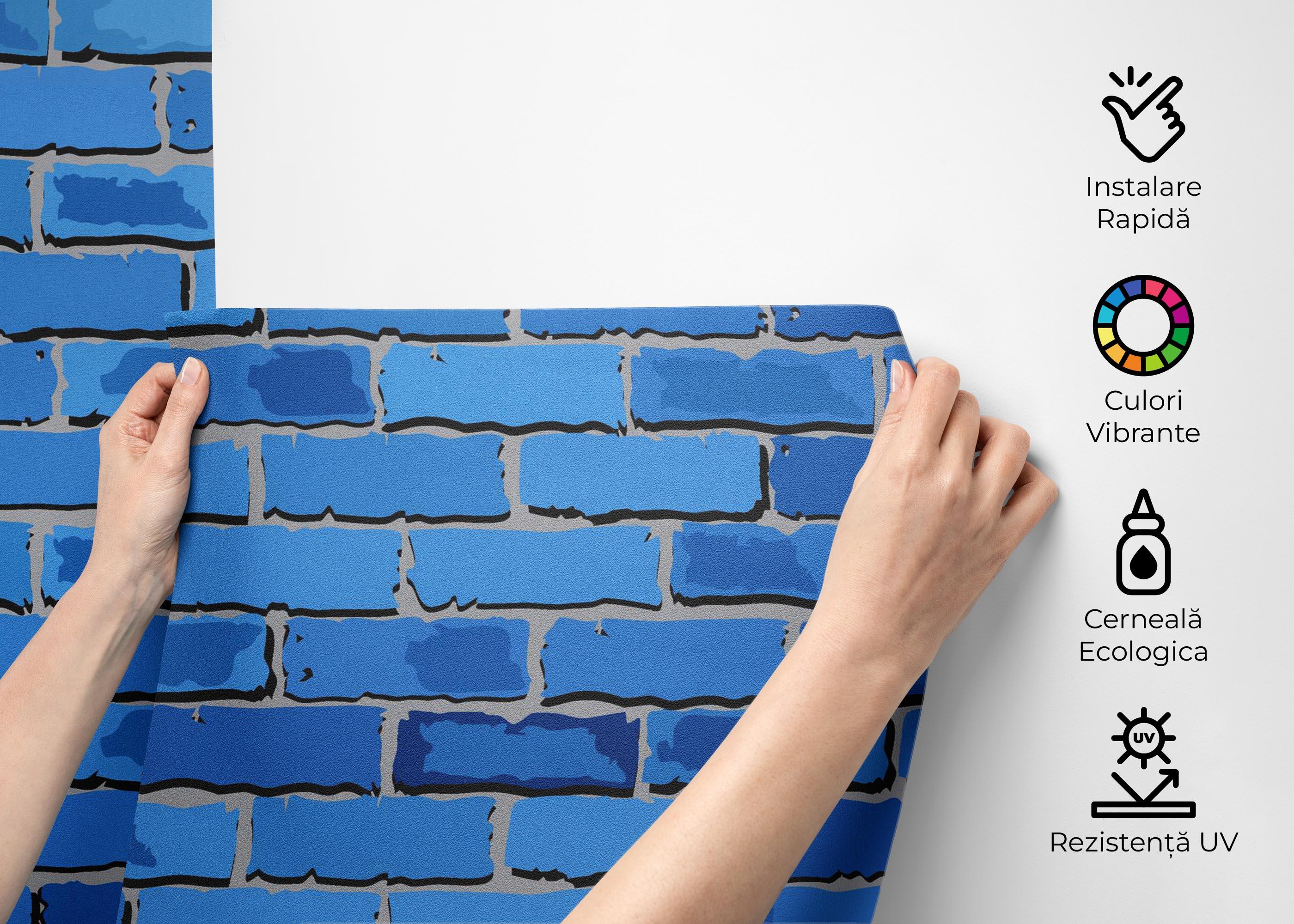 Fototapet Blue Color Brick mockup 2