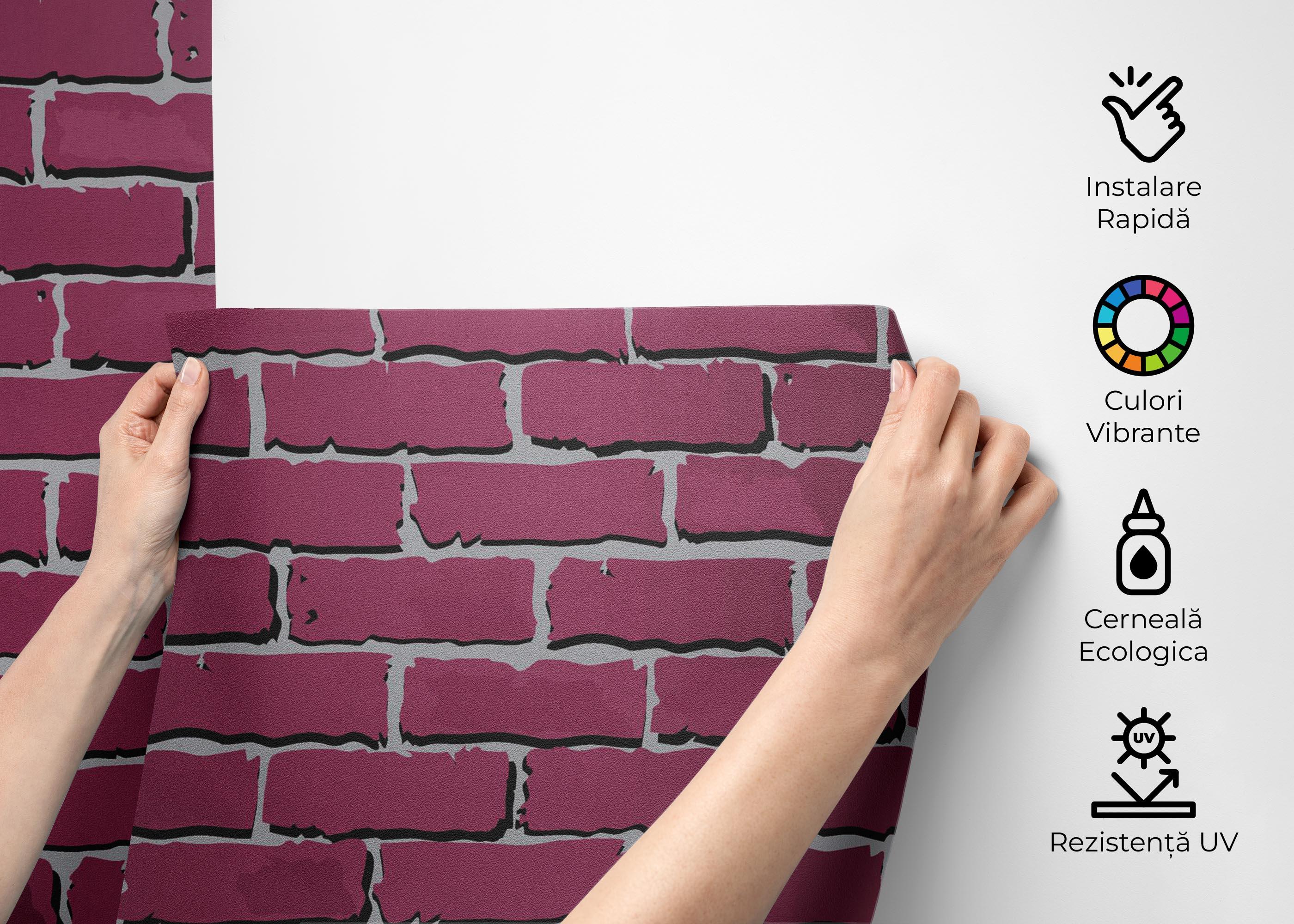 Fototapet Burgundy Color Brick mockup 2