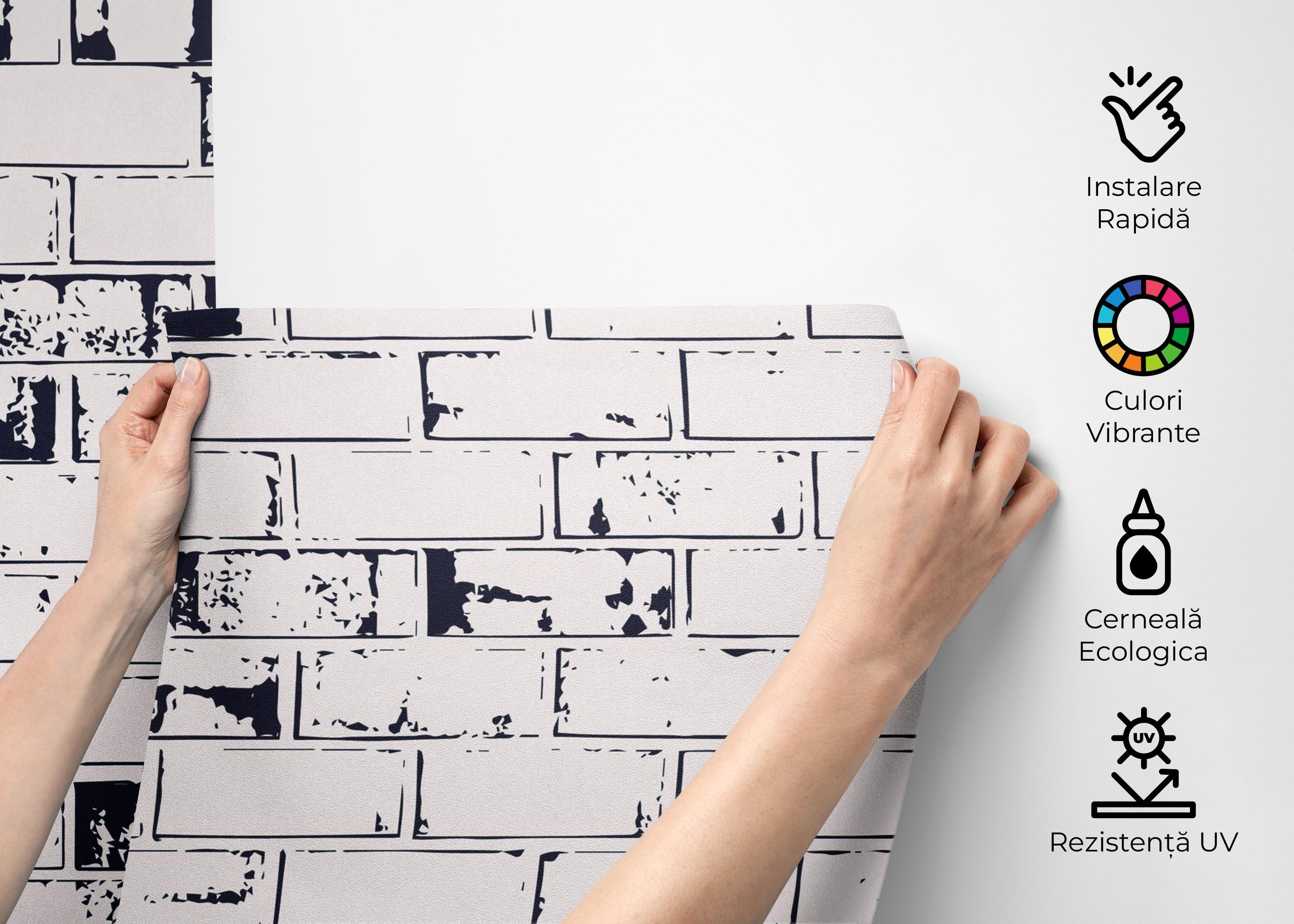 Fototapet Dark Blue Brick mockup 2