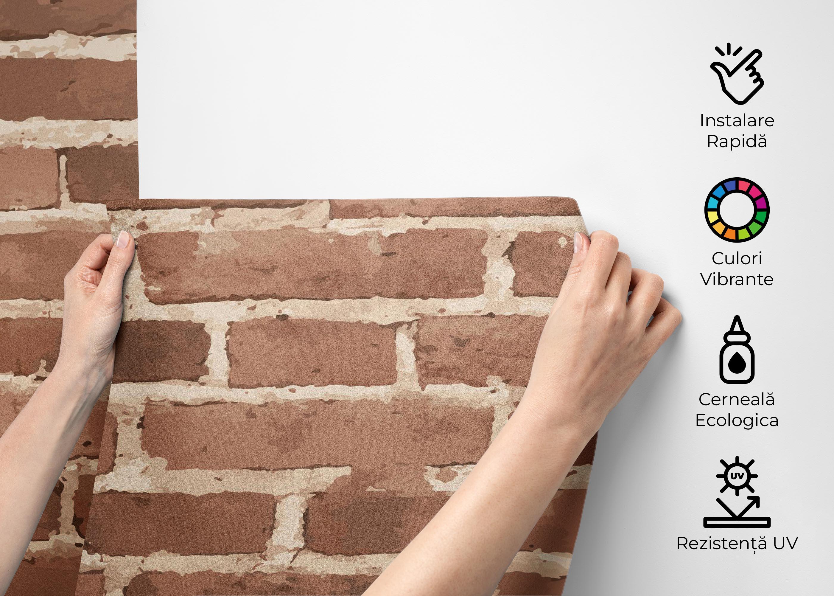 Fototapet Dark Cream Brick mockup 2