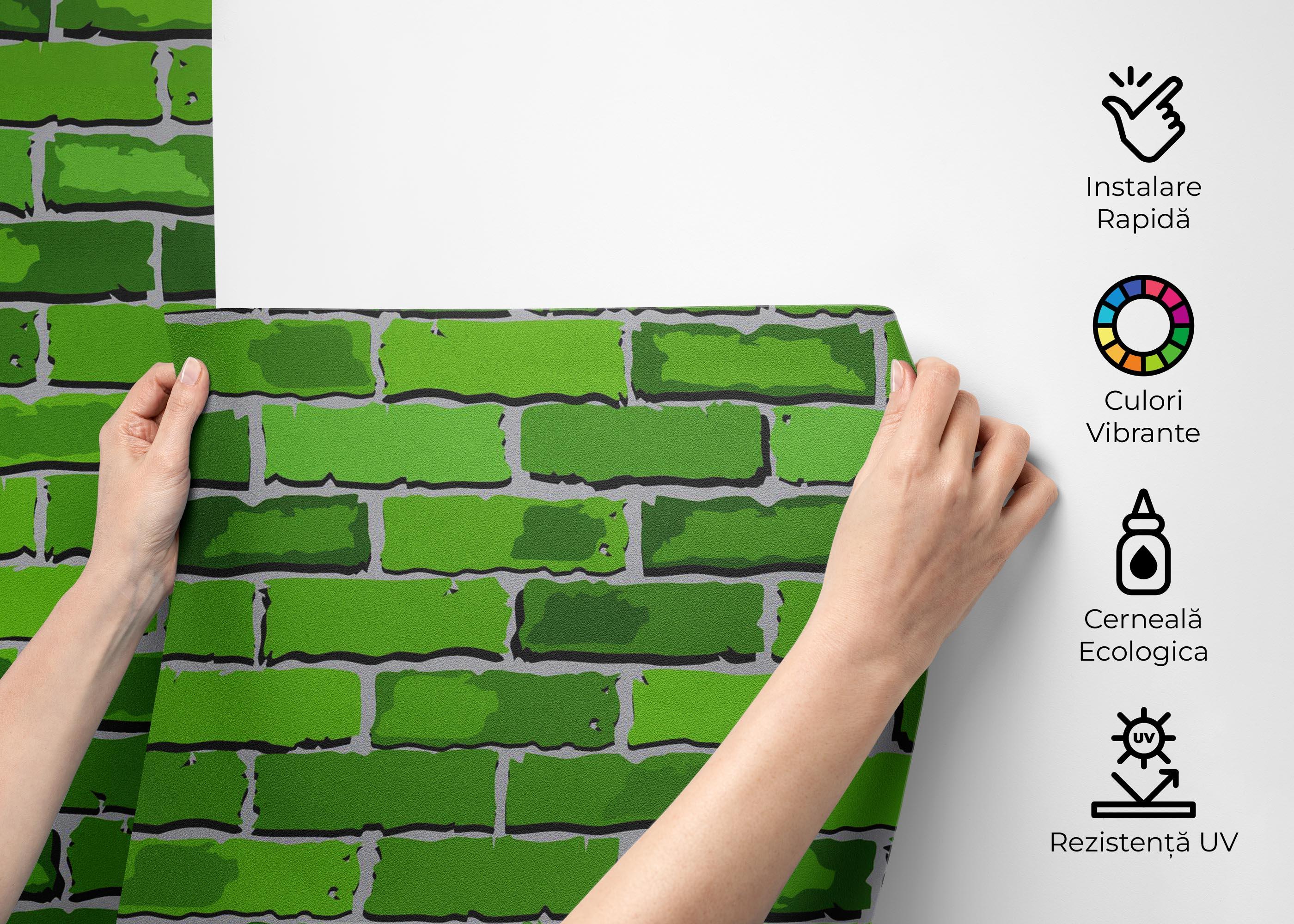 Fototapet Green Color Brick mockup 2