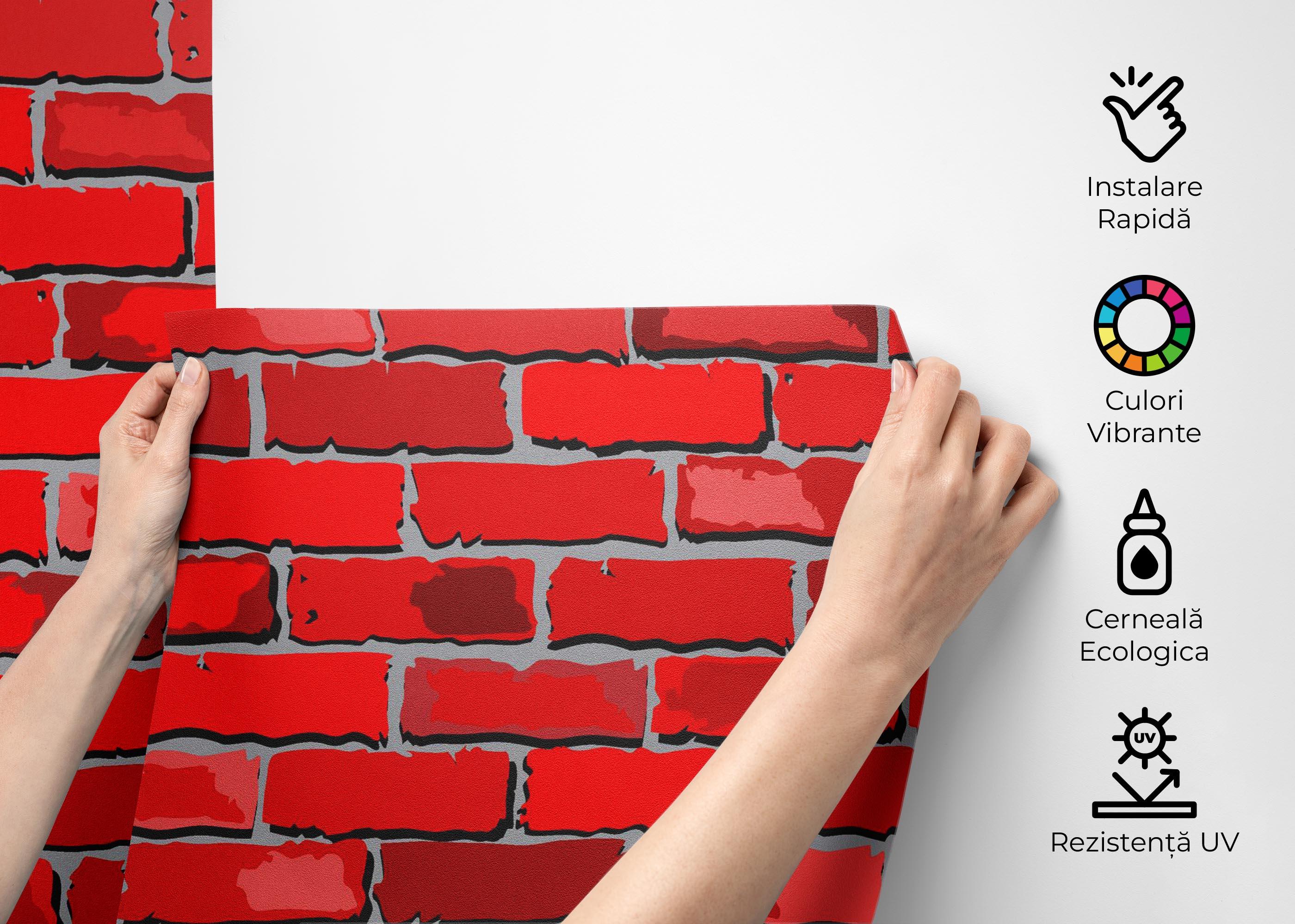 Fototapet Red Color Brick mockup 2