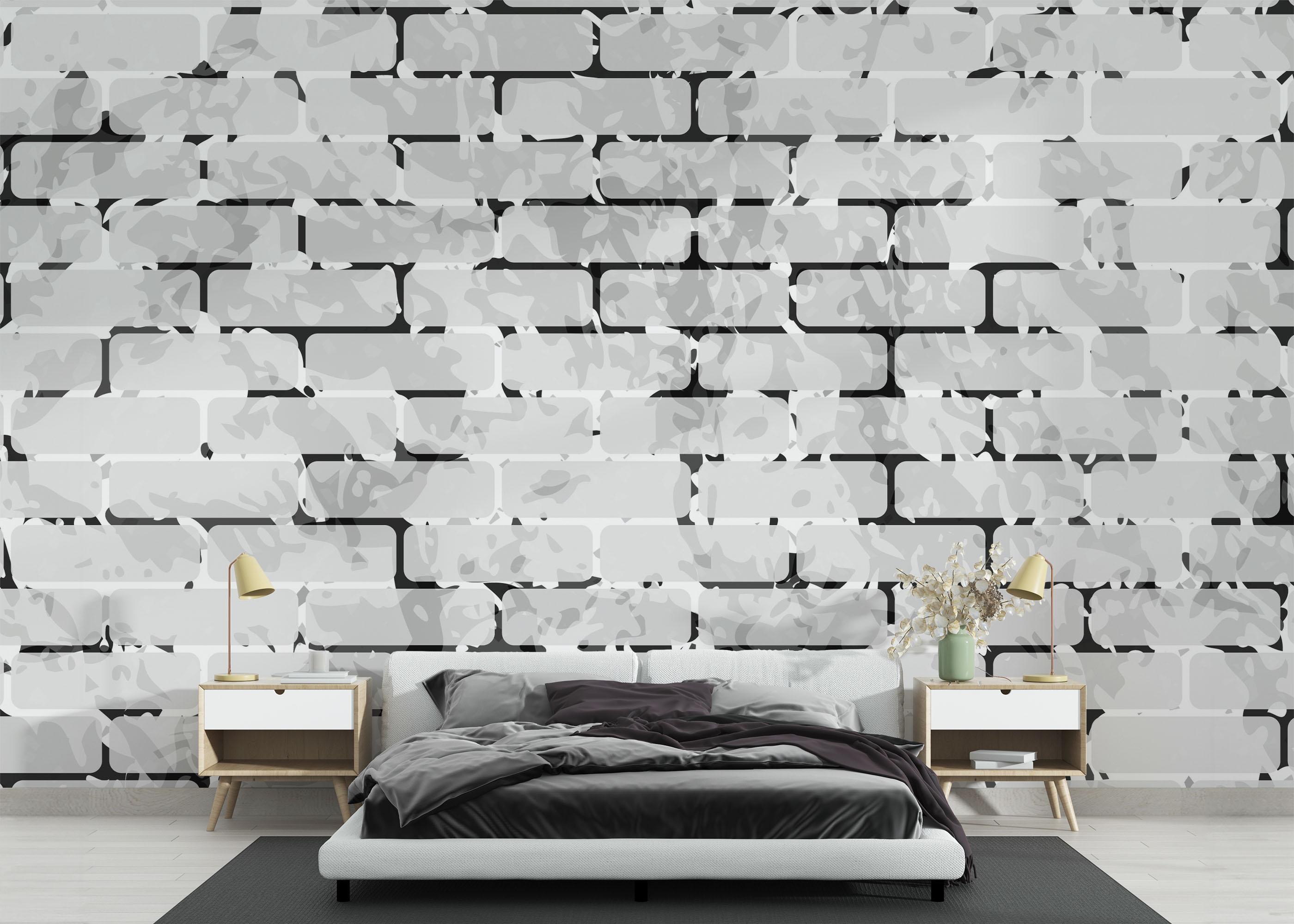 Fototapet Black Line Brick mockup 3