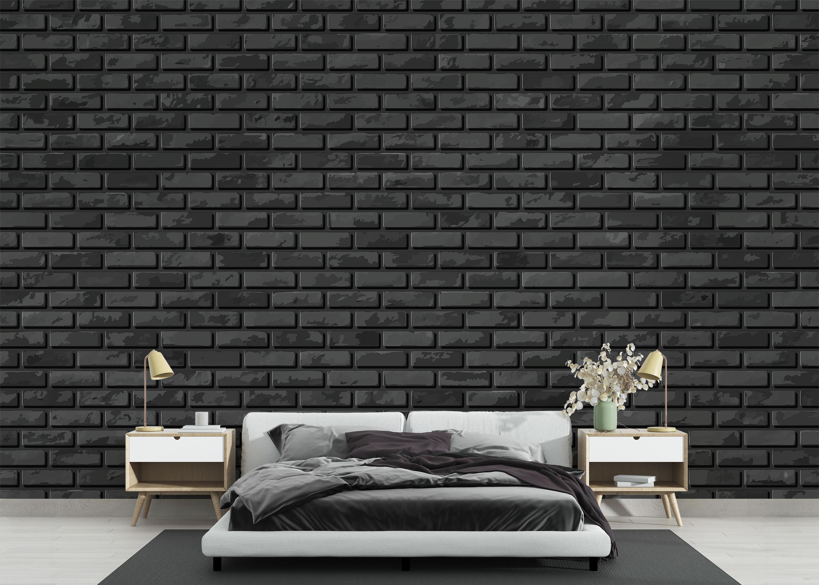 Fototapet Brick Cool Black mockup 3