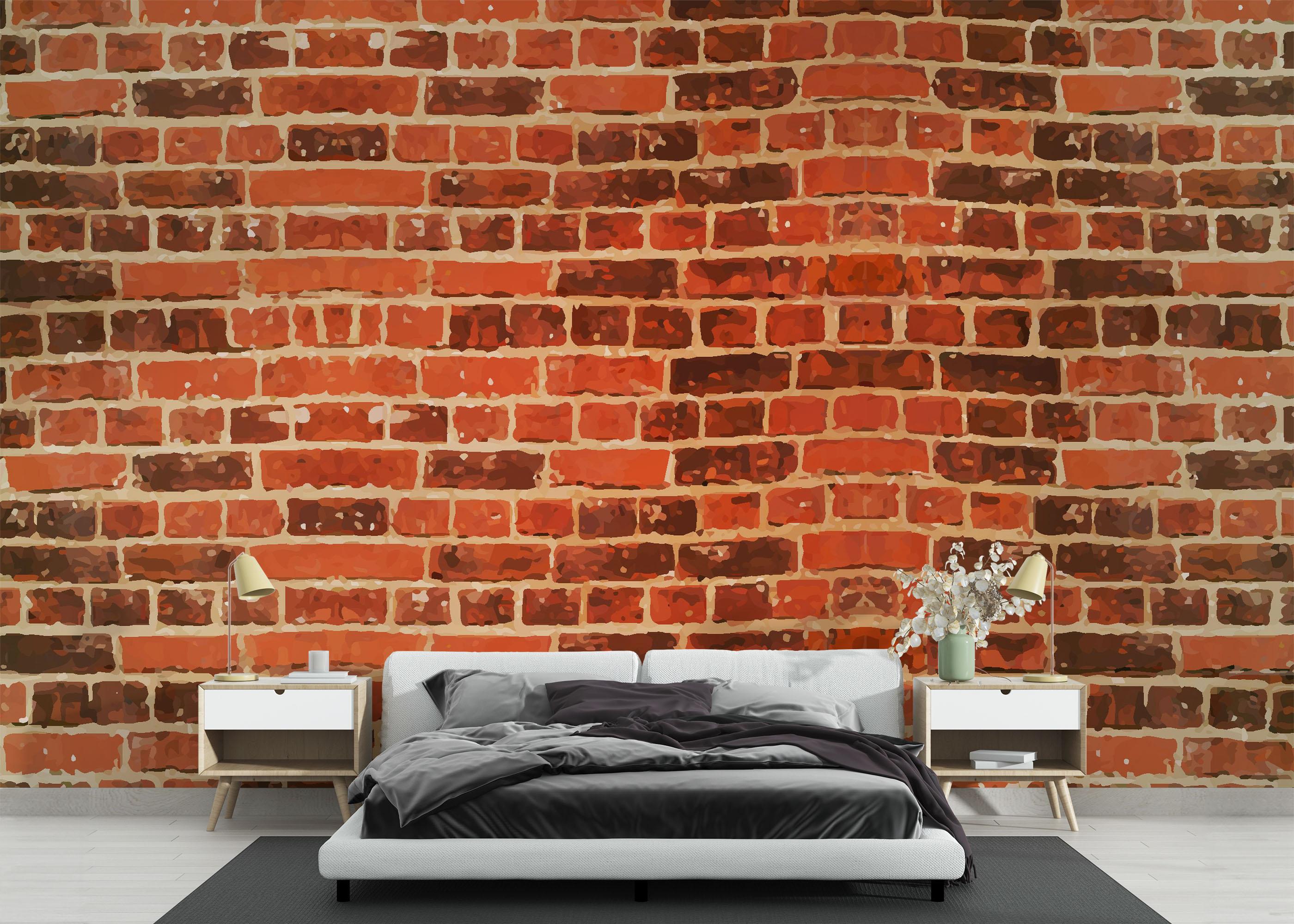 Fototapet Cool Orange Brick mockup 3