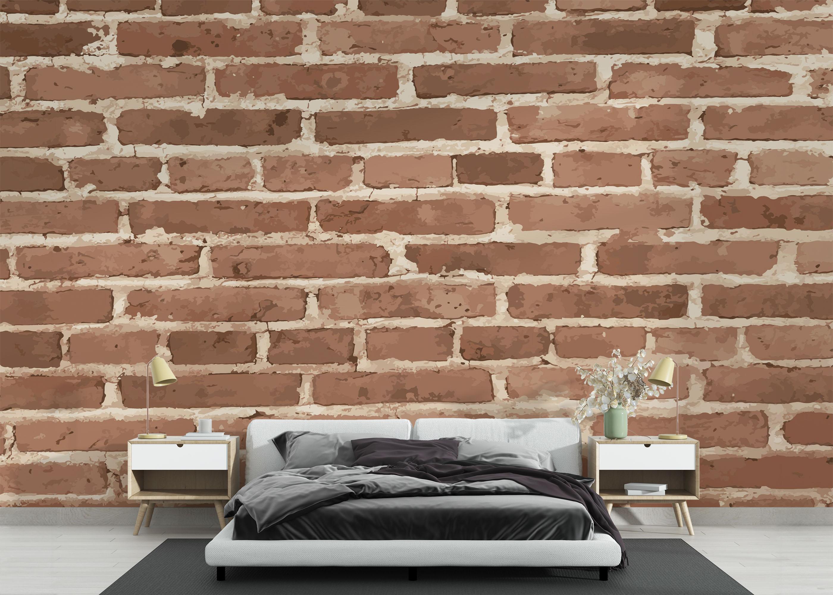 Fototapet Dark Cream Brick mockup 3