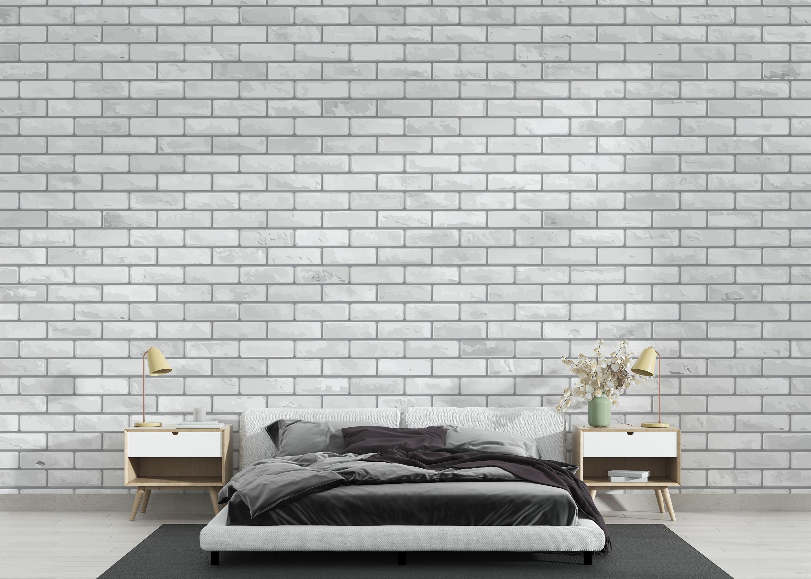 Fototapet Grey Brick Wall mockup 3