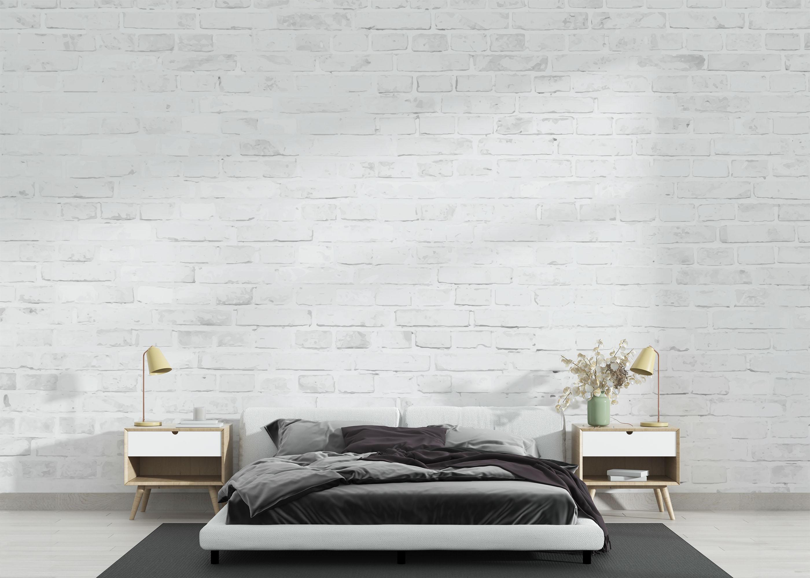 Fototapet Light White Brick mockup 3