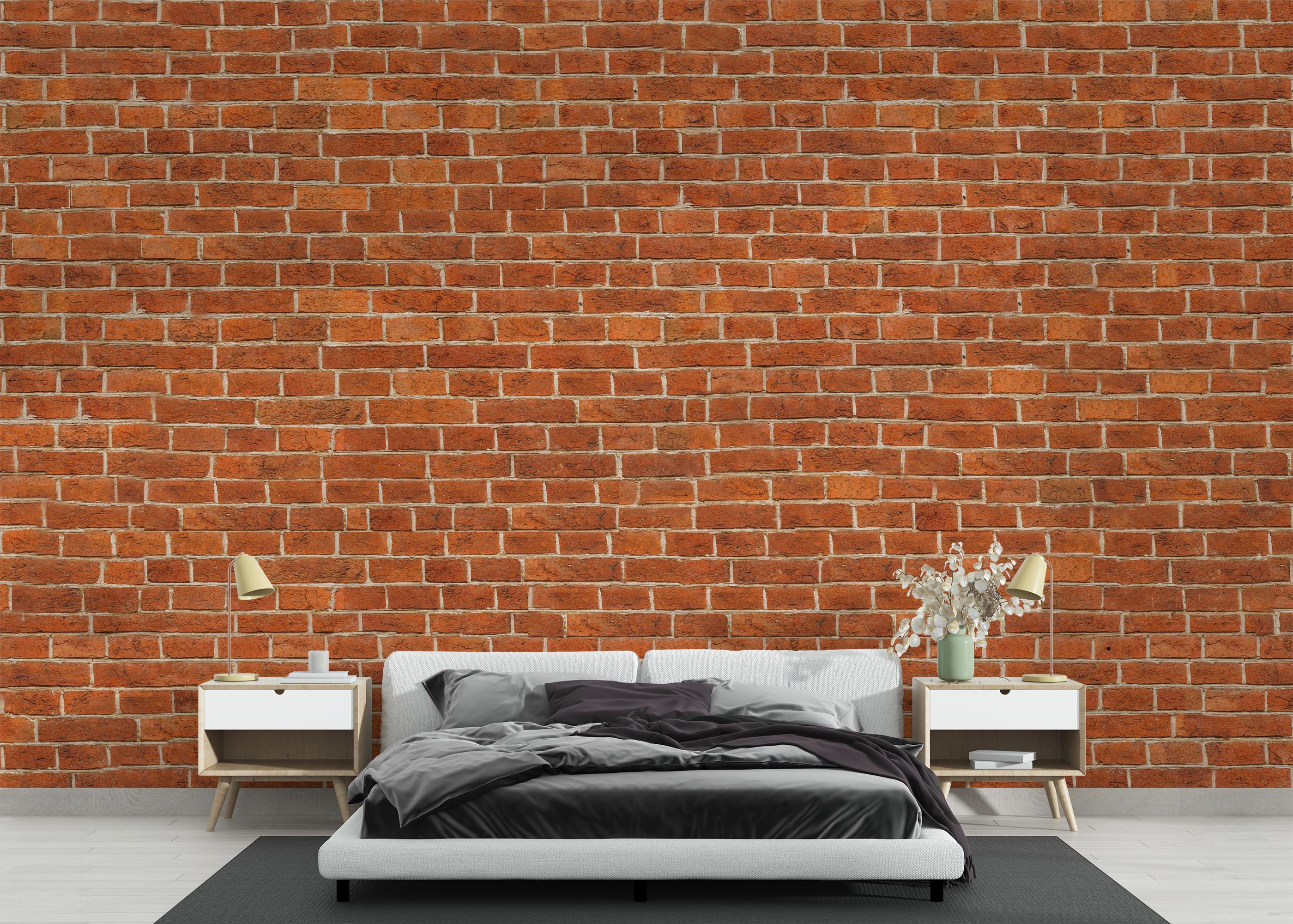 Fototapet Orange Brick Wall mockup 3
