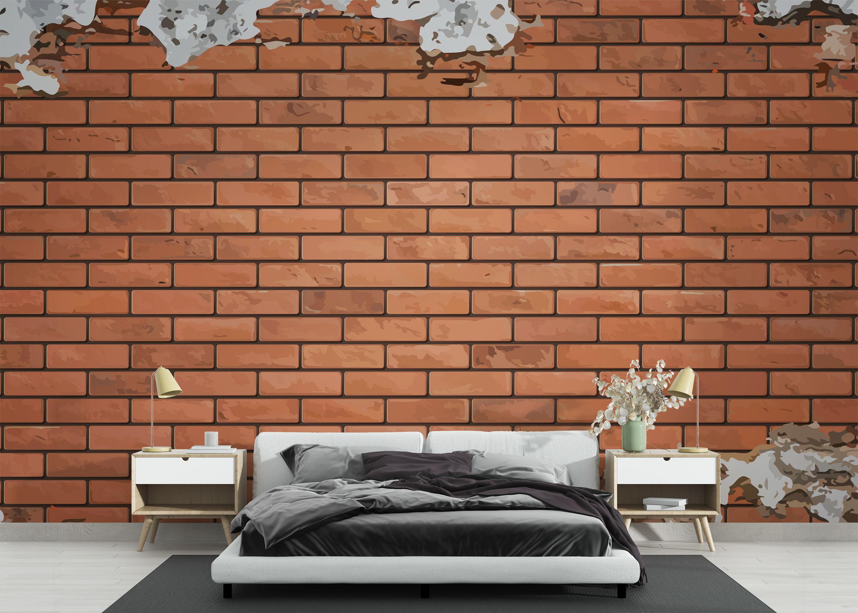 Fototapet Pretty Color Brick mockup 3