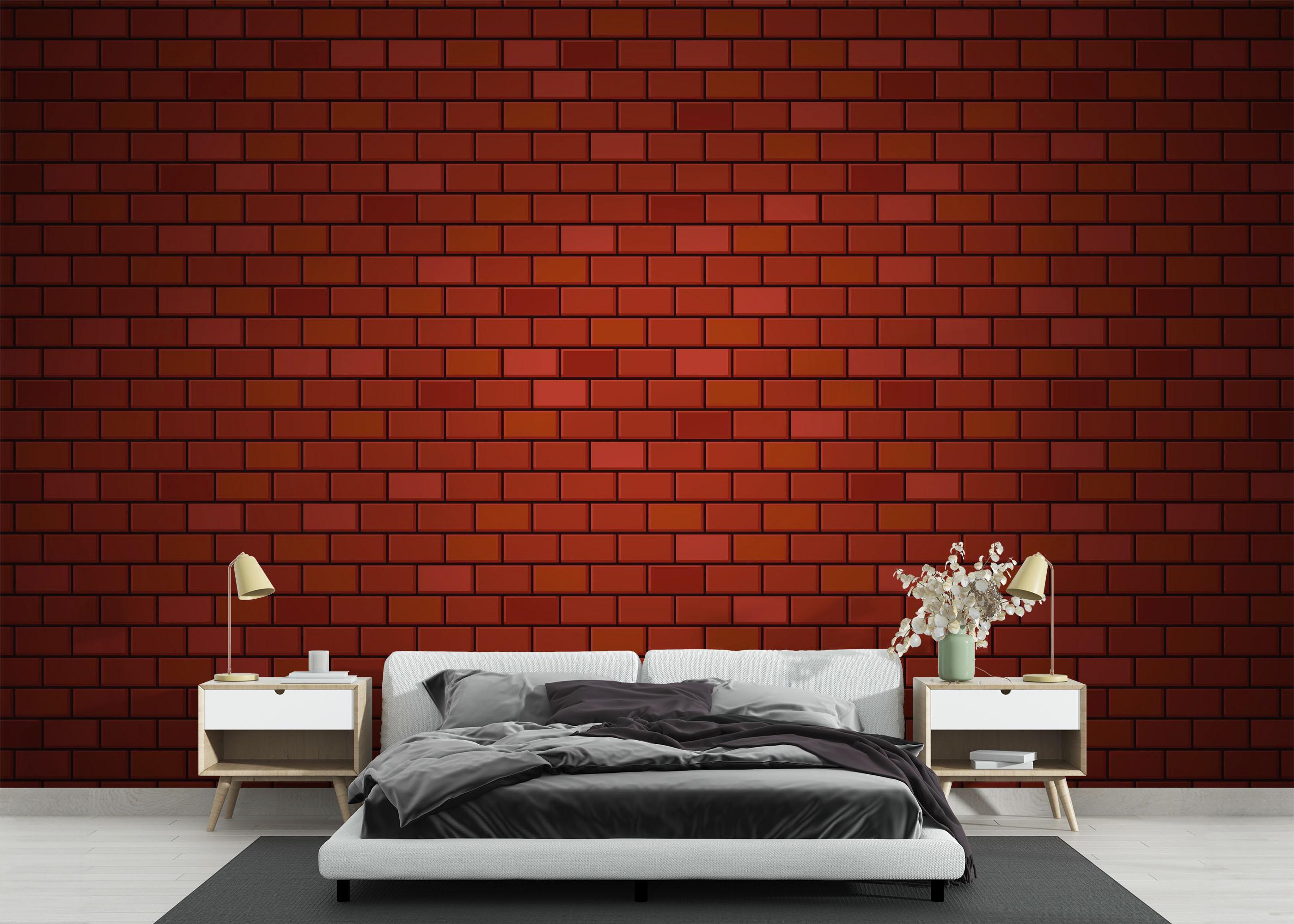 Fototapet Red Light Brick mockup 3