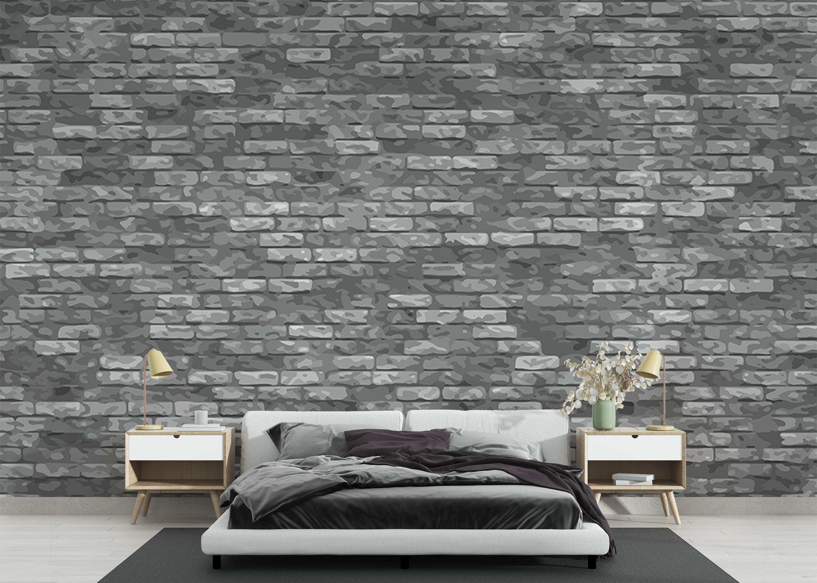Fototapet Small Dark Grey Brick mockup 3