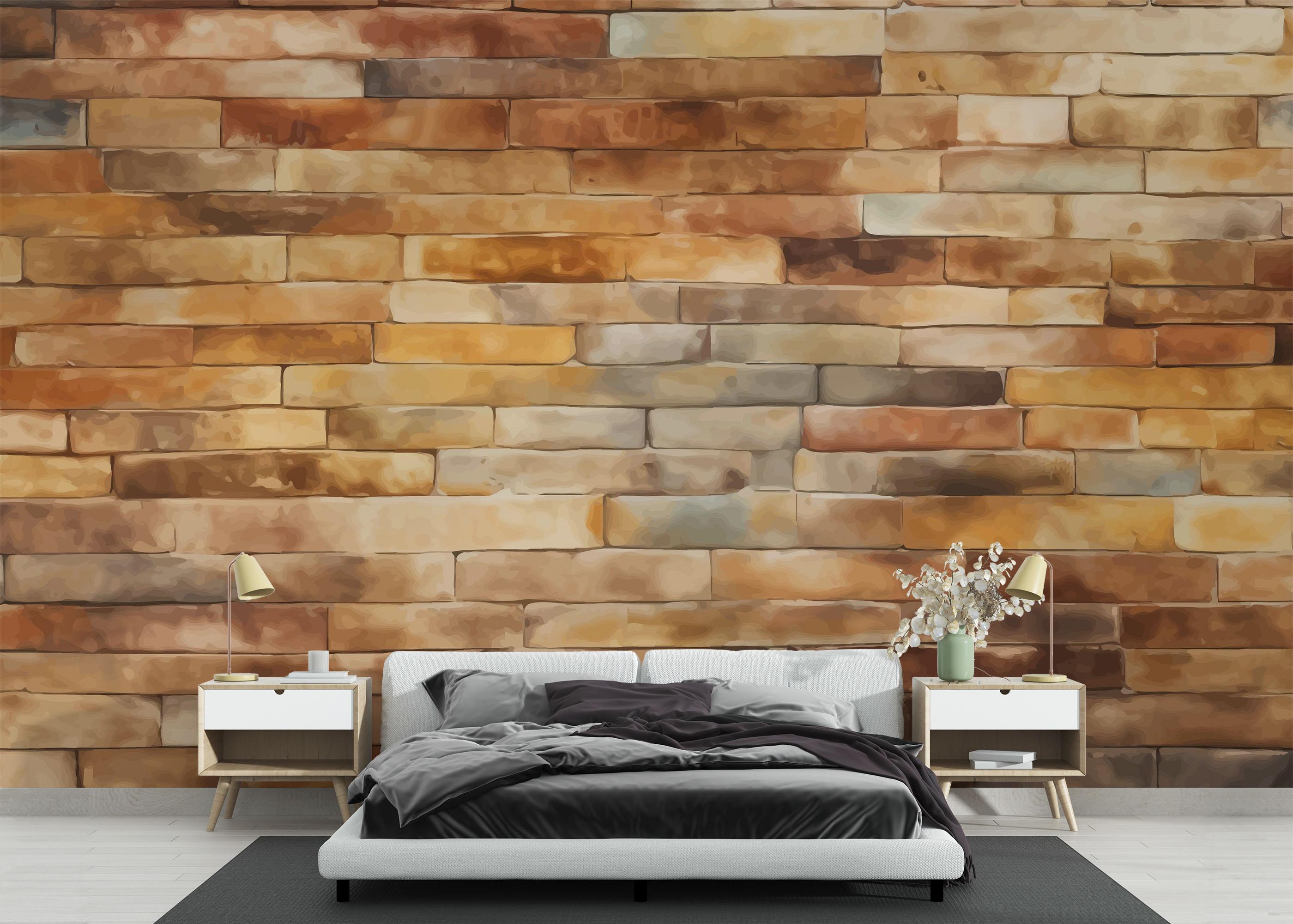 Fototapet Yellow Light Brick mockup 3