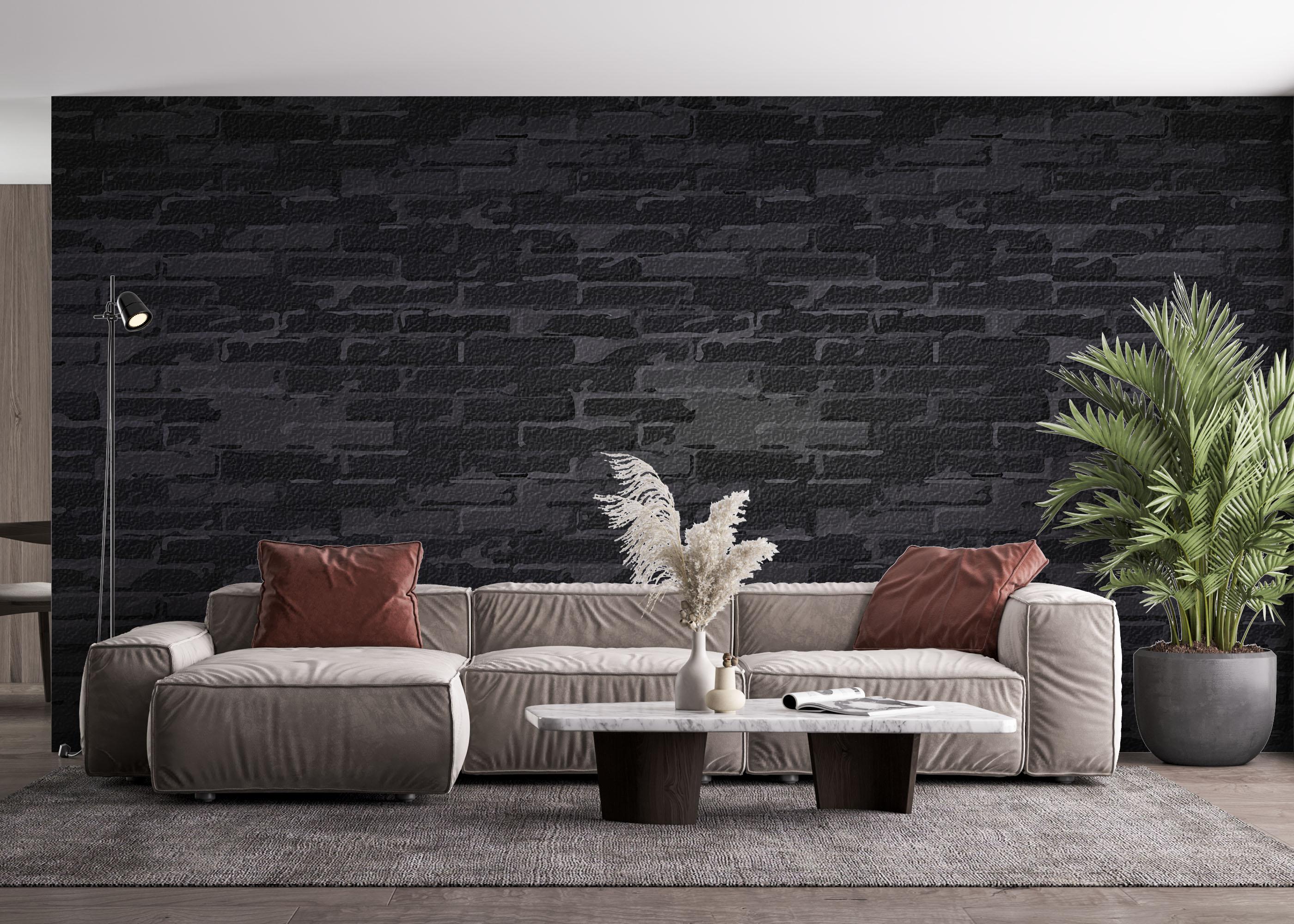 Fototapet Black Grey Brick Wall mockup 4