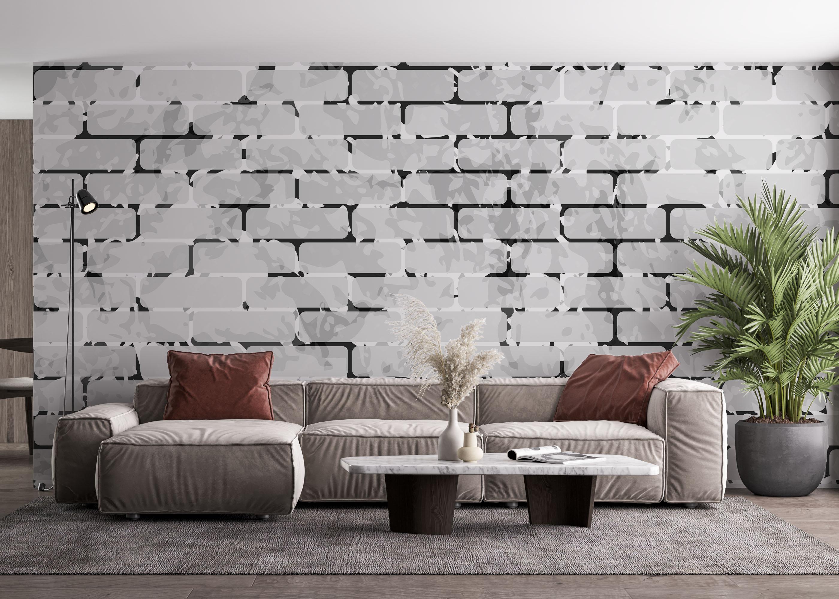 Fototapet Black Line Brick mockup 4