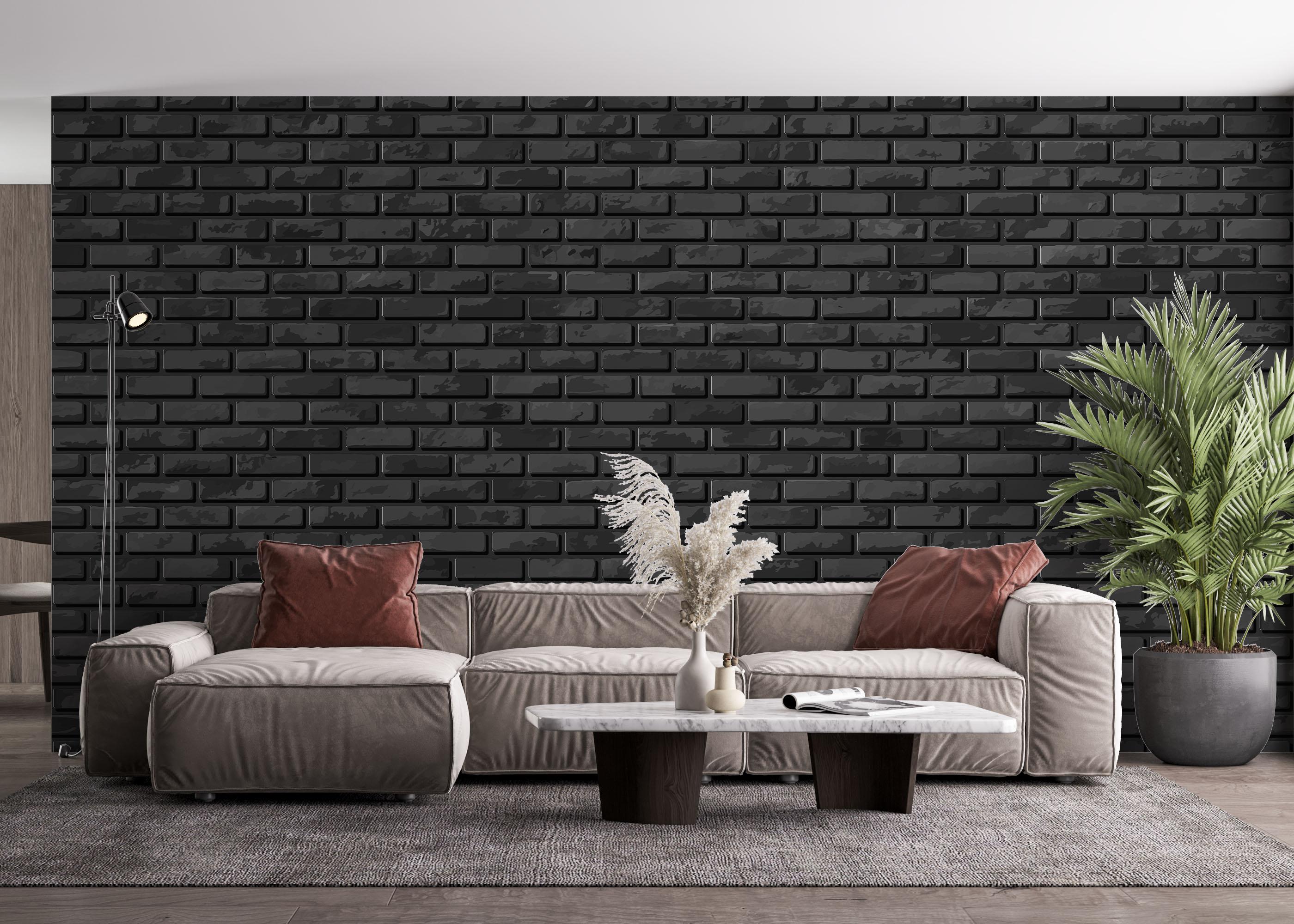 Fototapet Brick Cool Black mockup 4