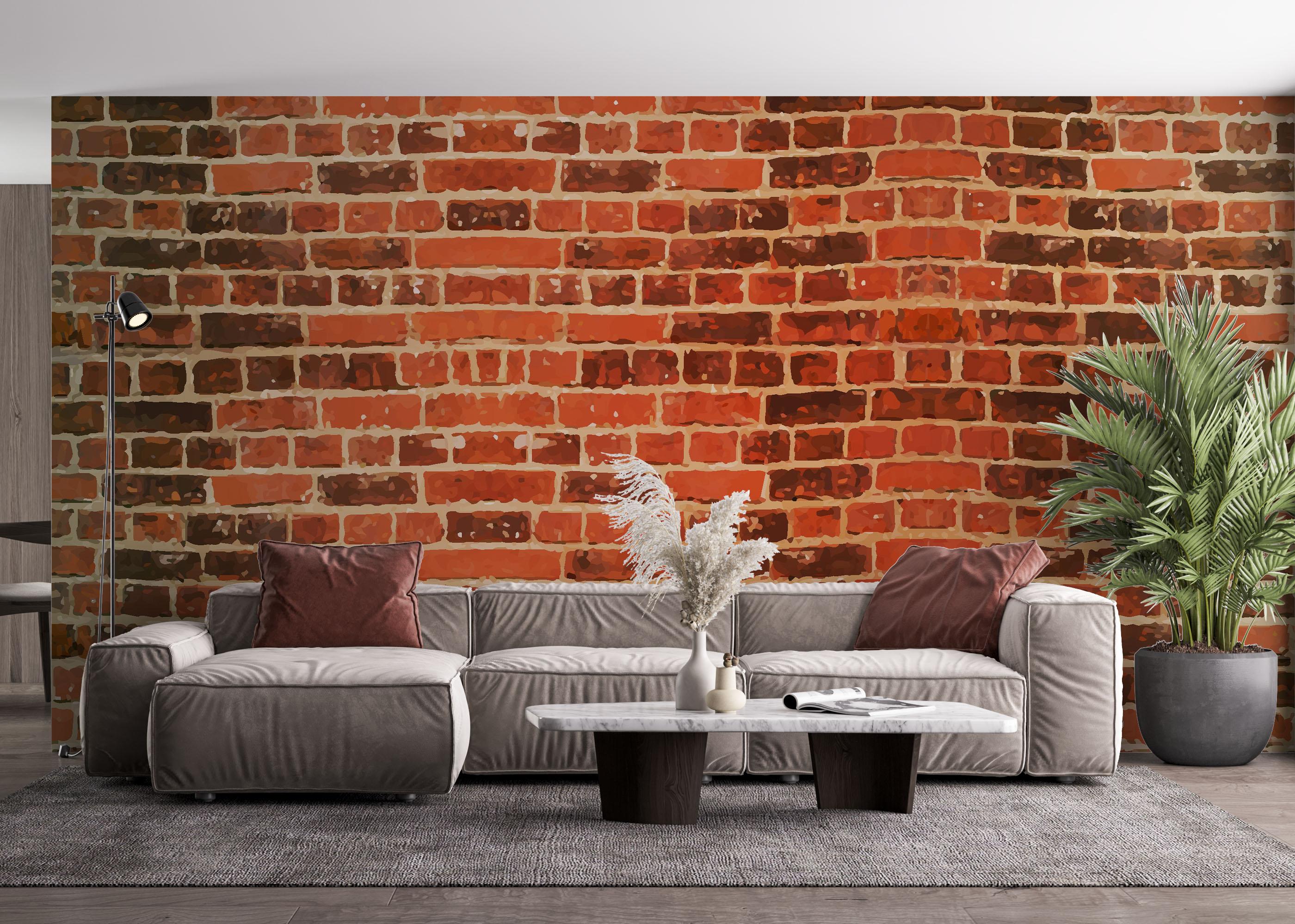 Fototapet Cool Orange Brick mockup 4