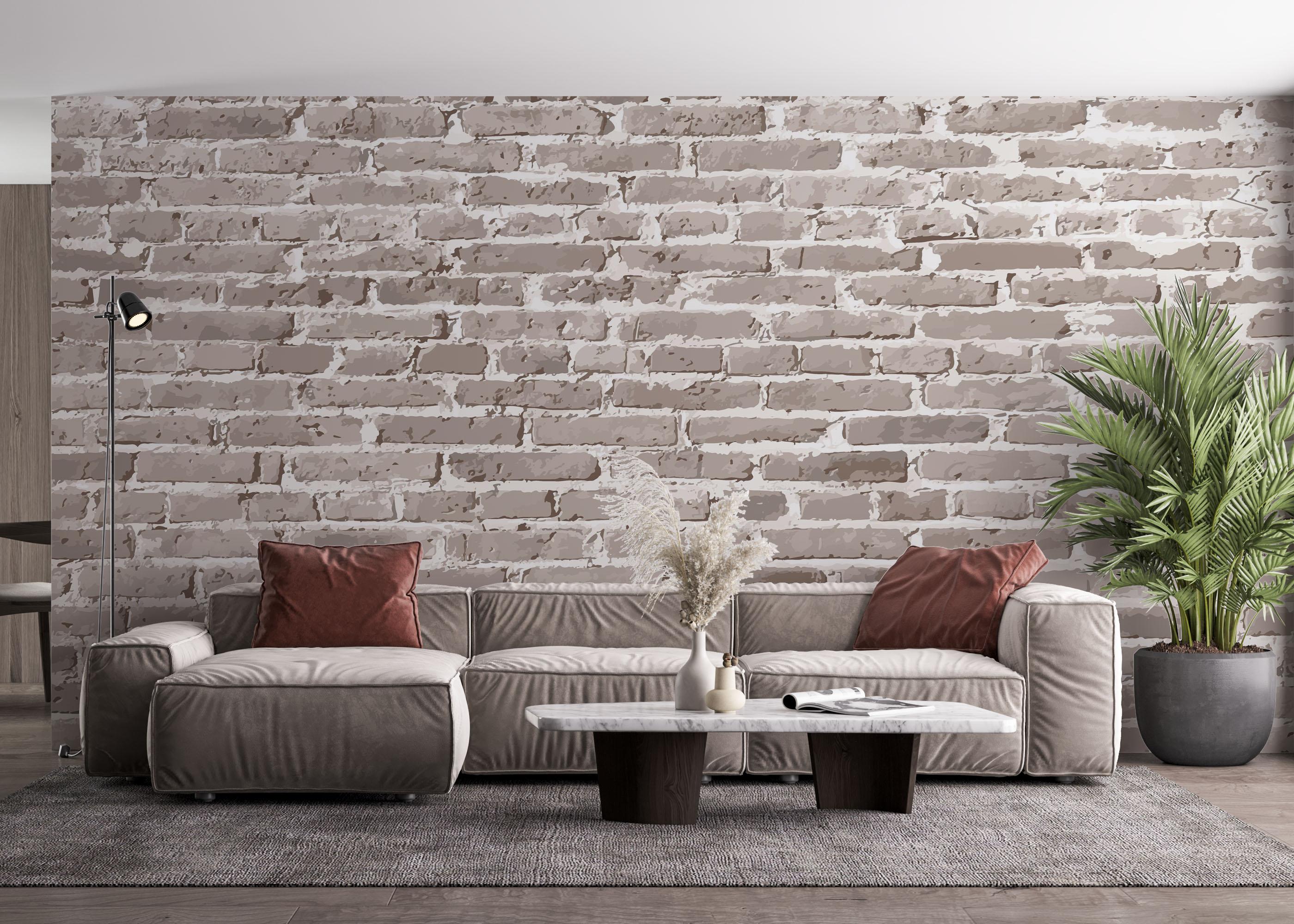 Fototapet Cream Long Brick mockup 4