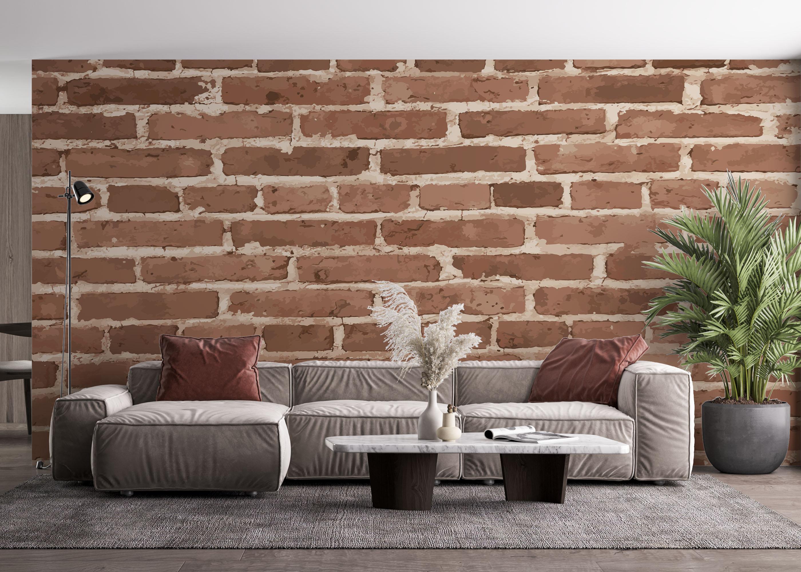 Fototapet Dark Cream Brick mockup 4