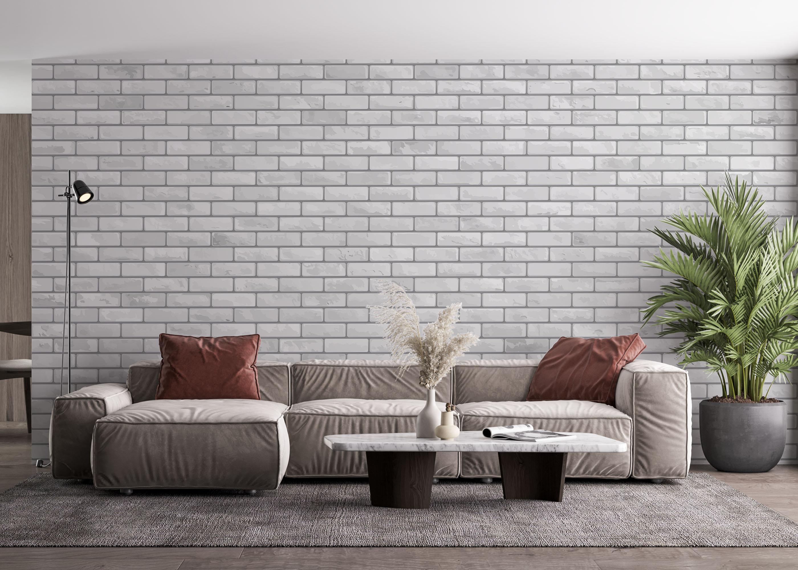 Fototapet Grey Brick Wall mockup 4