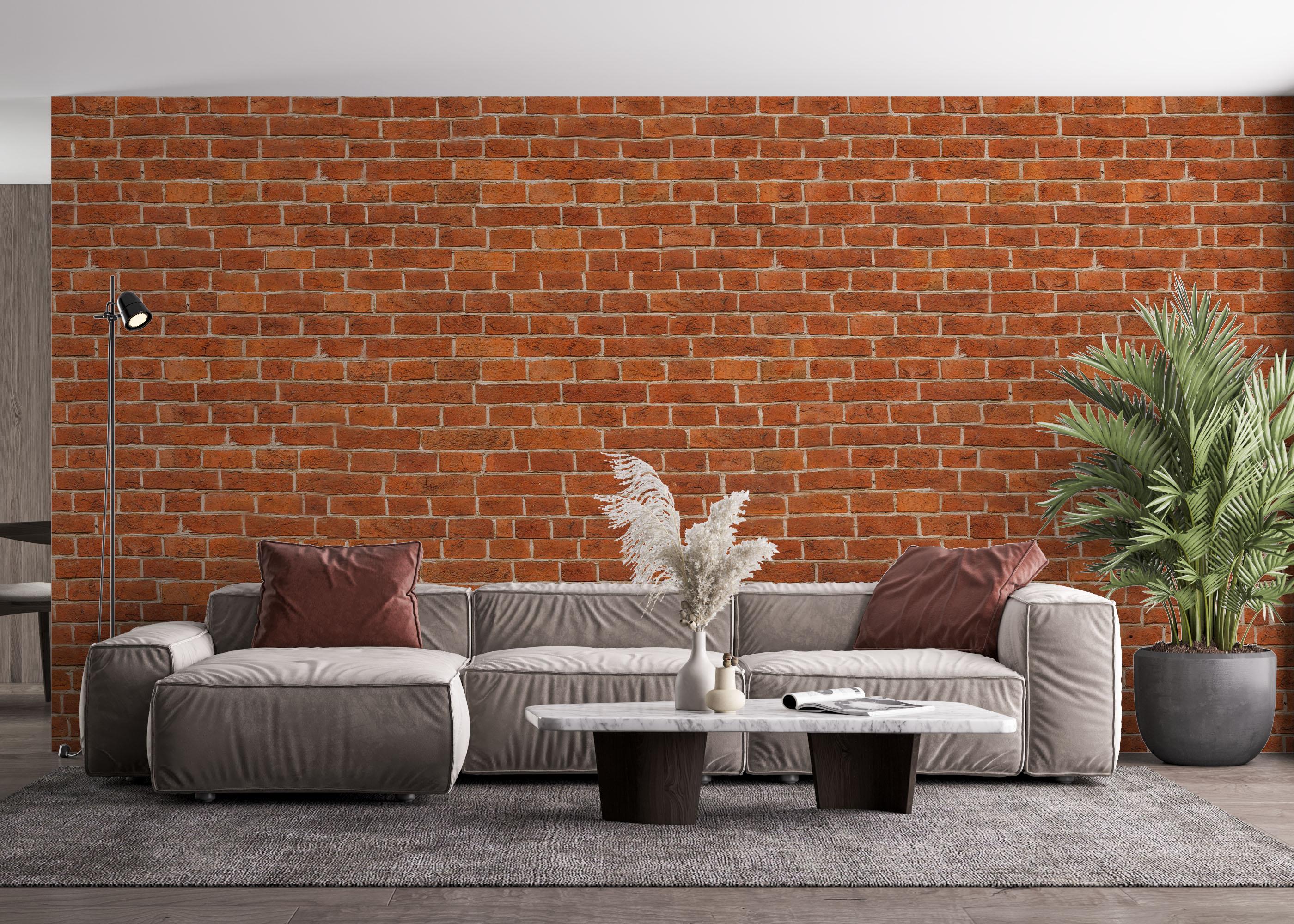 Fototapet Orange Brick Wall mockup 4