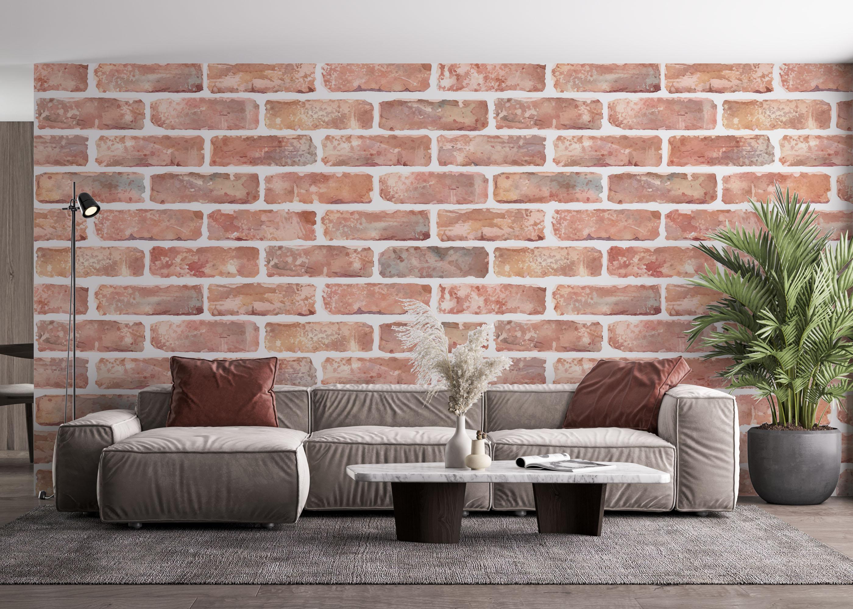 Fototapet Pastel Colors Brick mockup 4