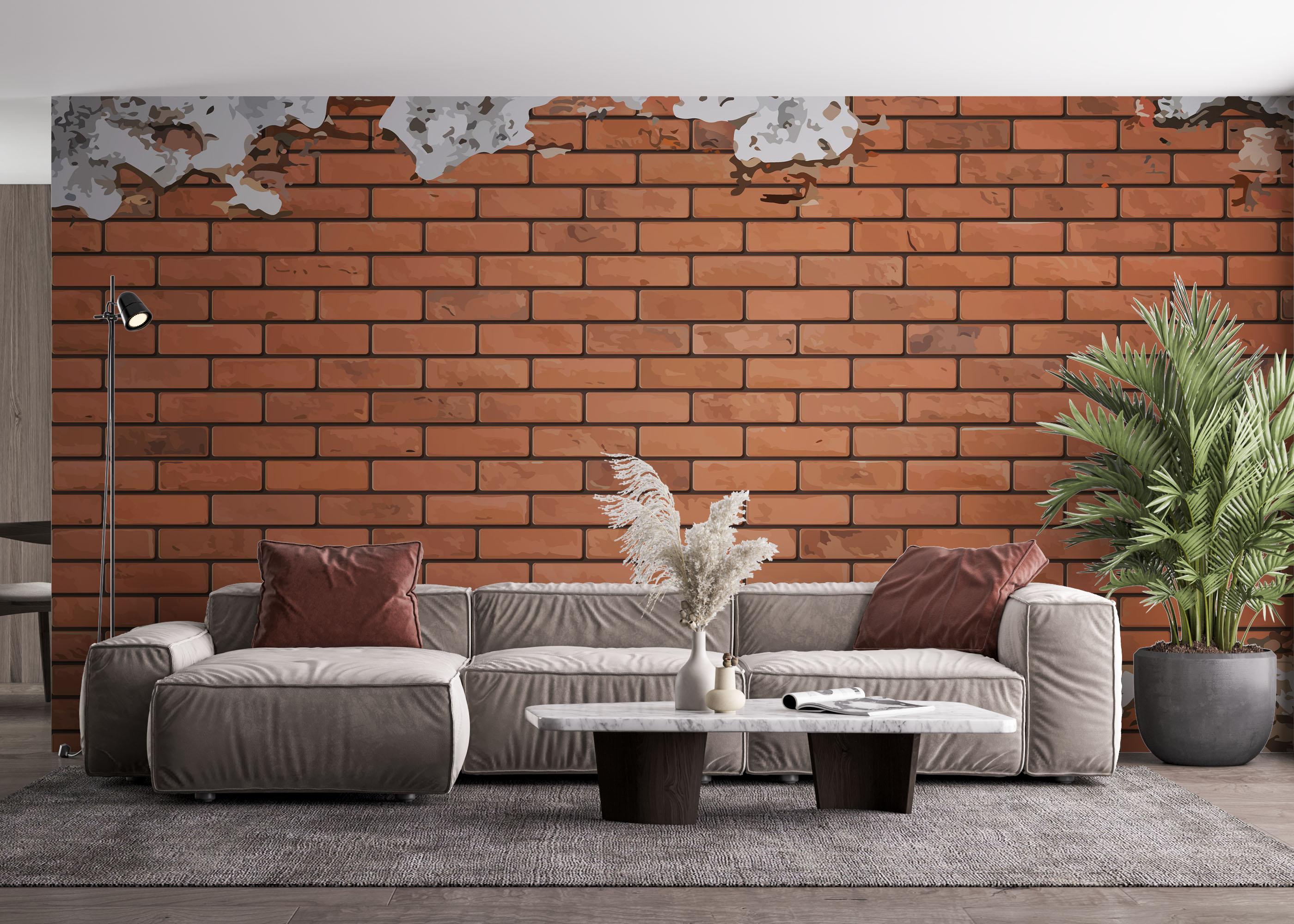 Fototapet Pretty Color Brick mockup 4