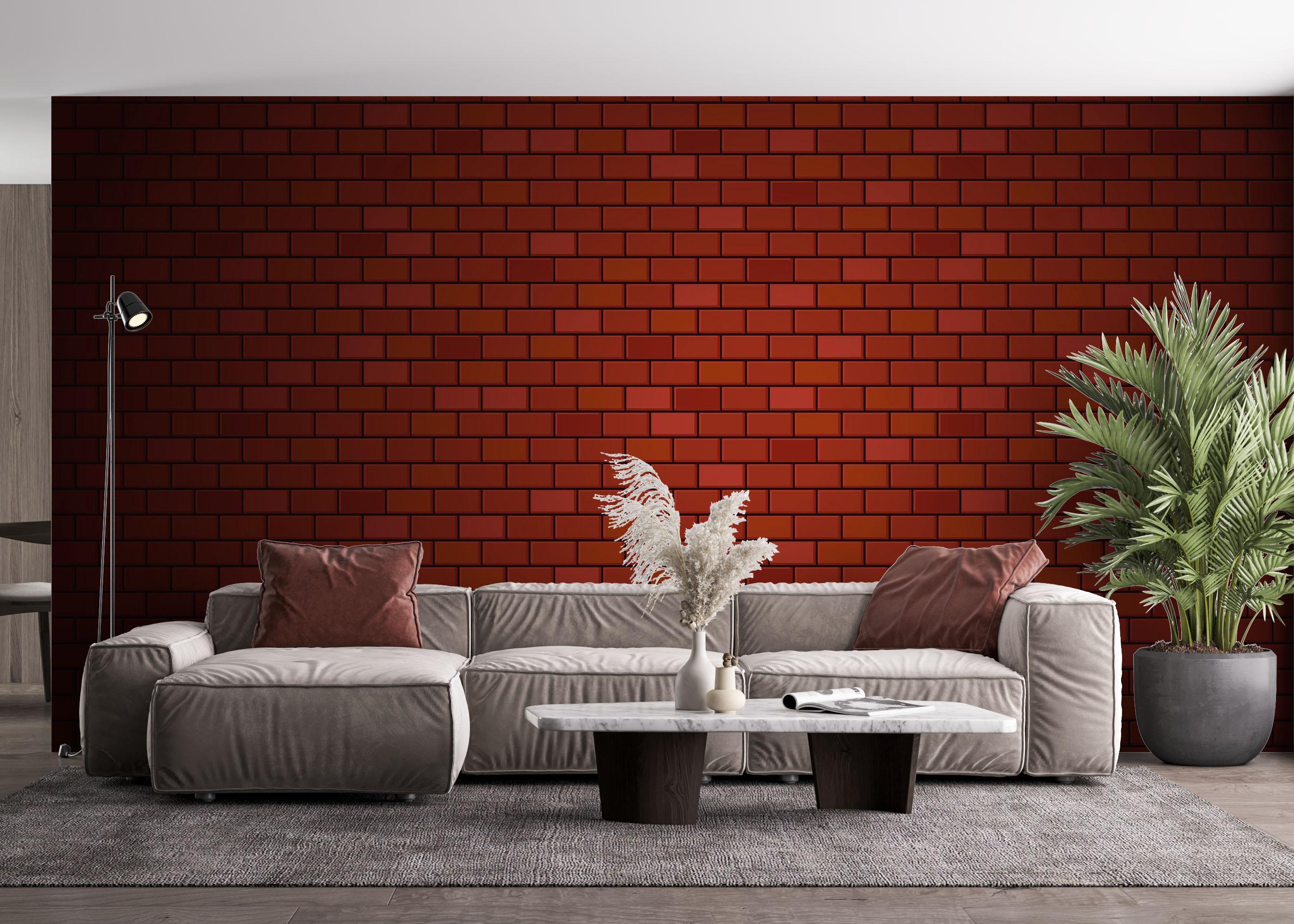 Fototapet Red Light Brick mockup 4
