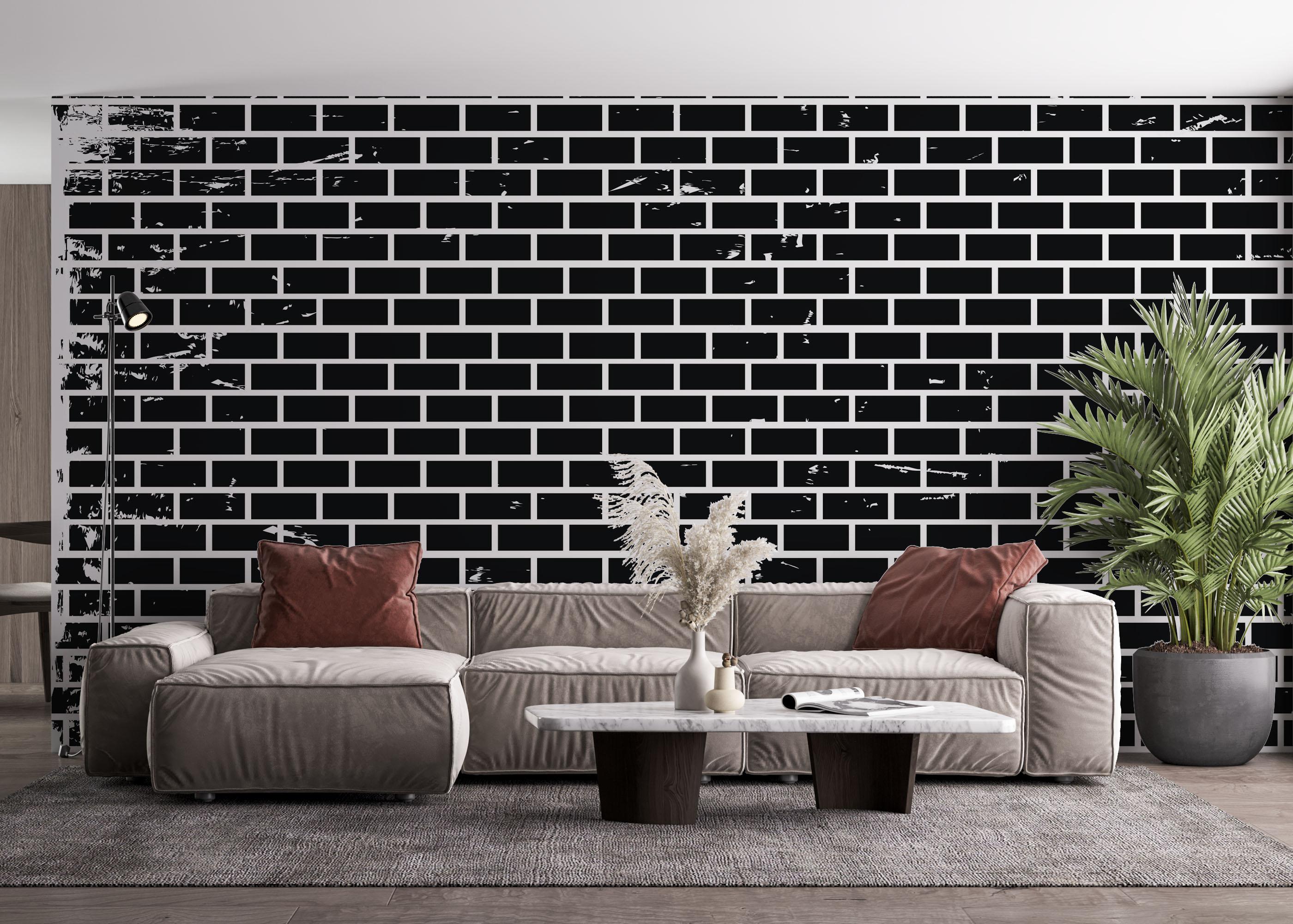 Fototapet Small Black Brick mockup 4