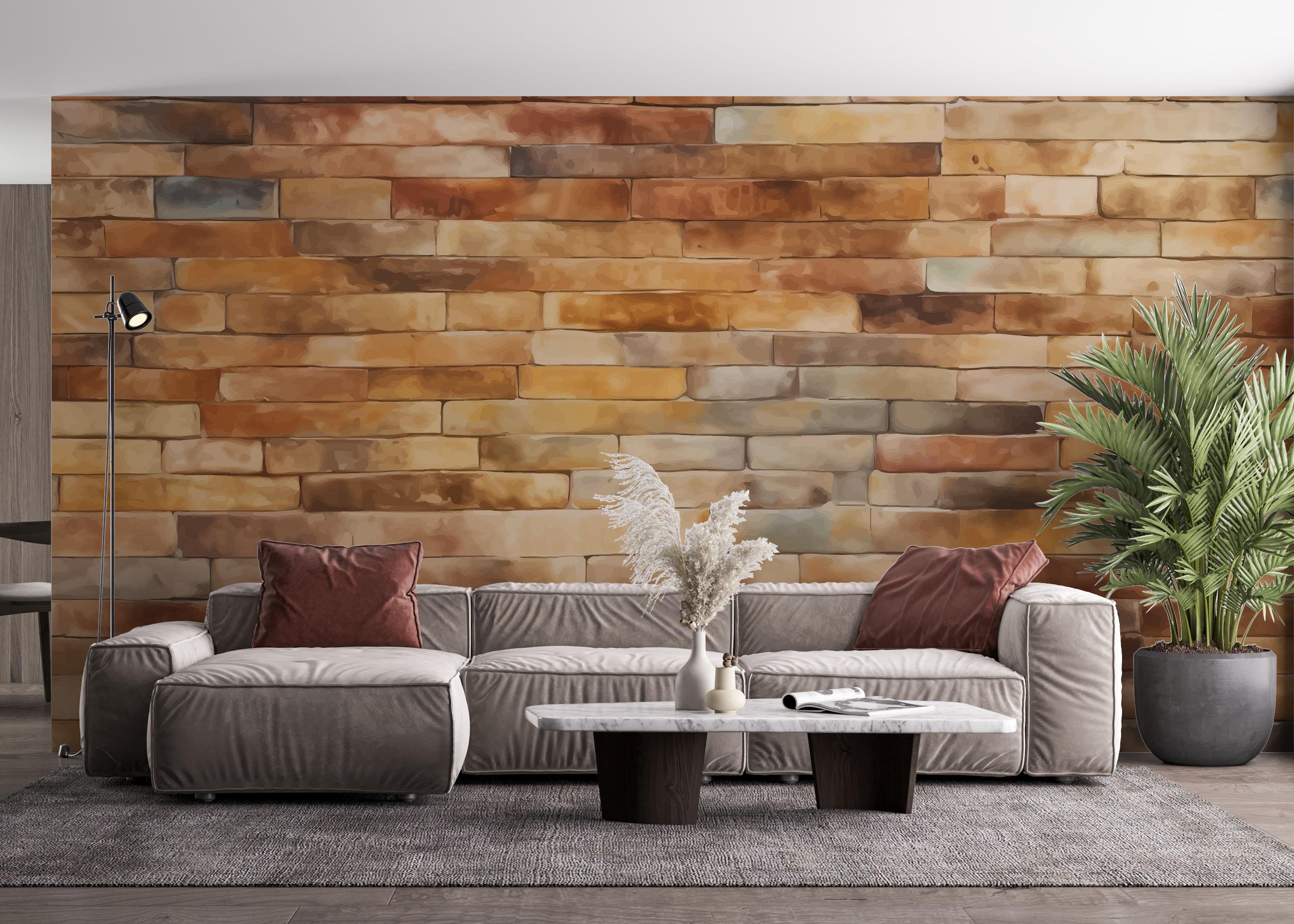 Fototapet Yellow Light Brick mockup 4