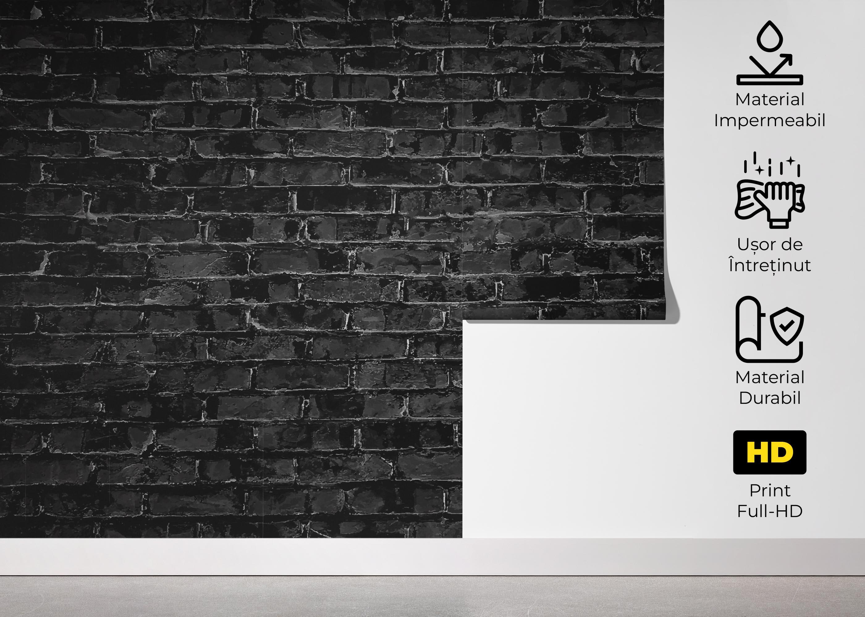 Fototapet Black Color Brick mockup 5