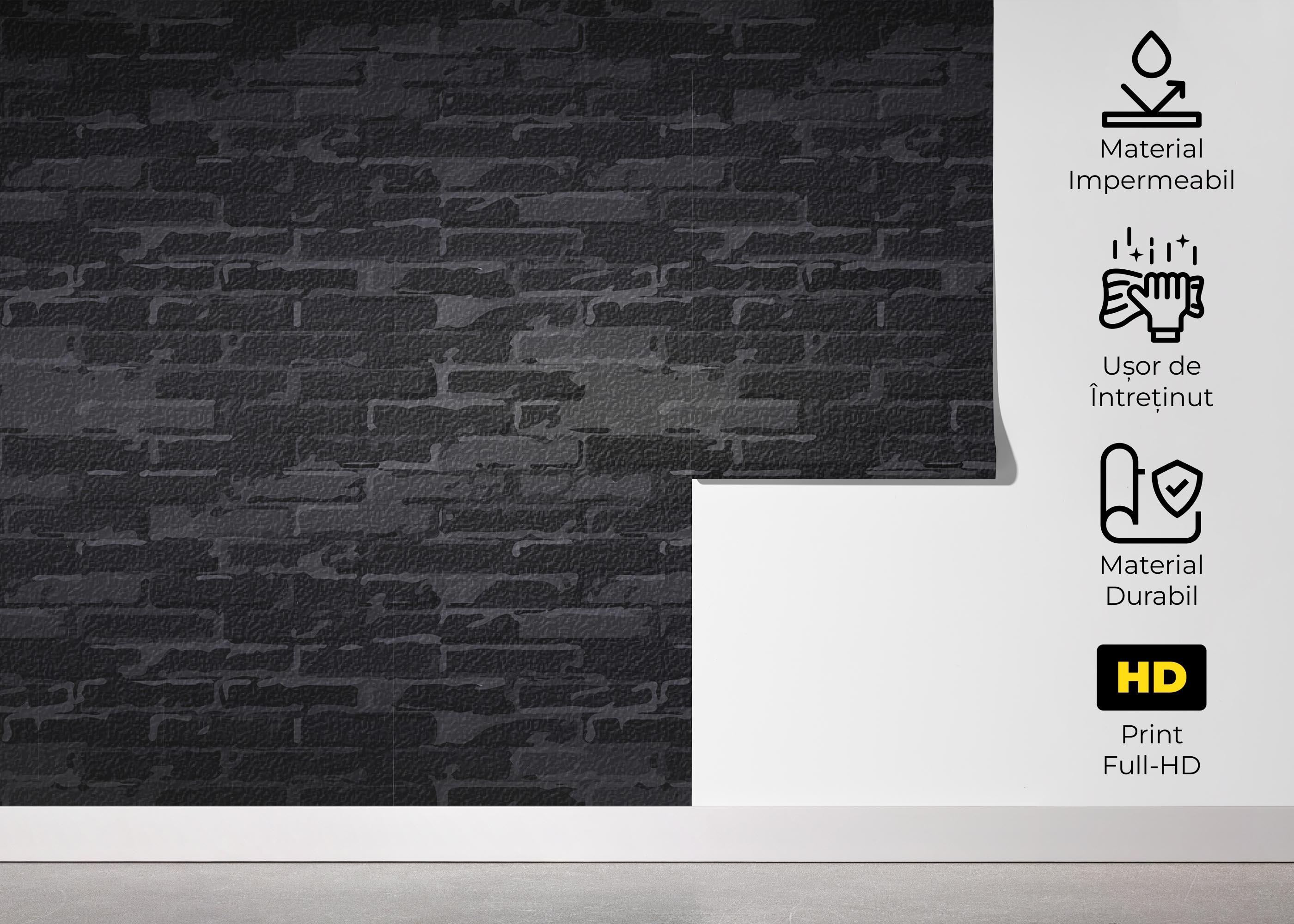 Fototapet Black Grey Brick Wall mockup 5
