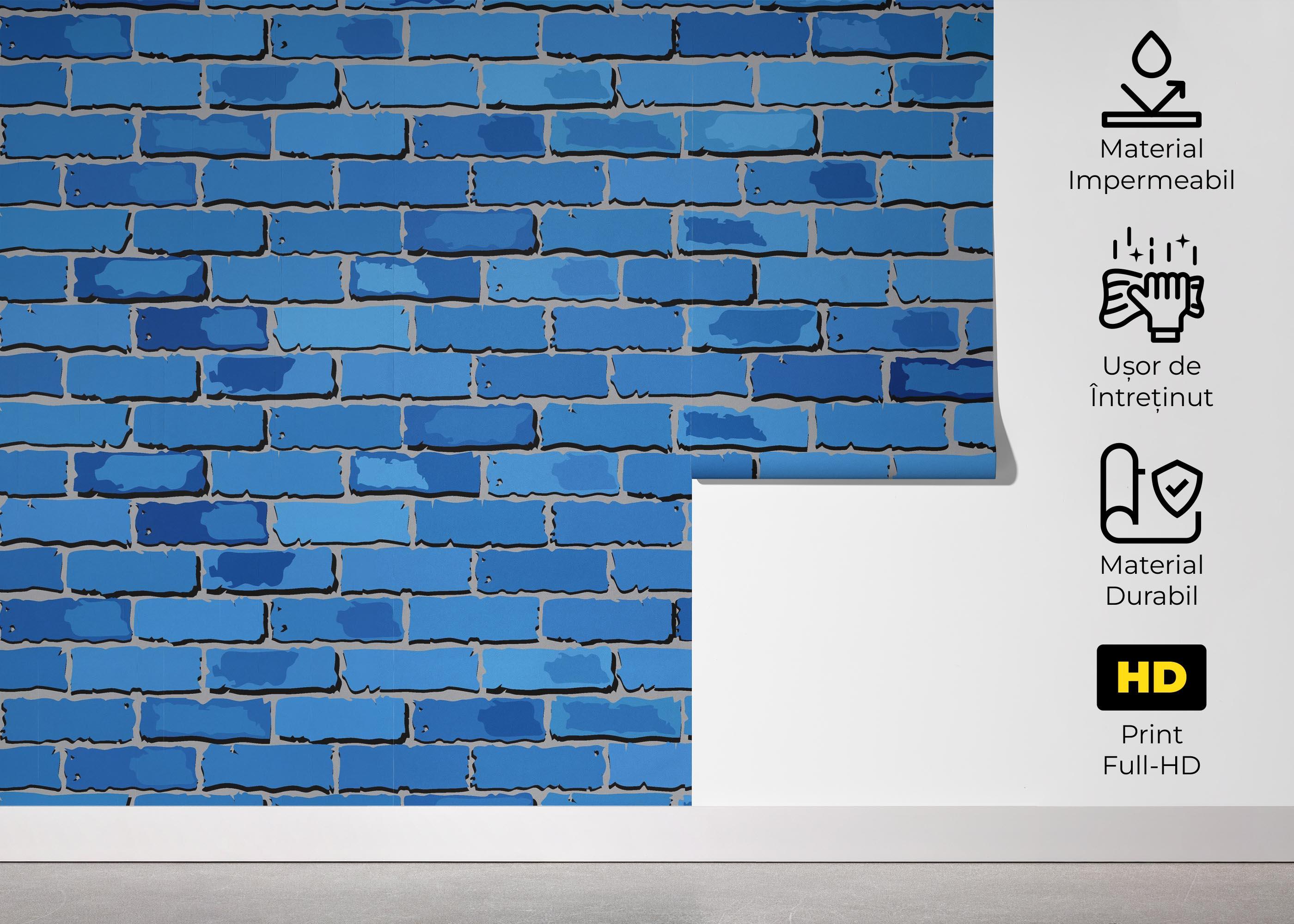 Fototapet Blue Color Brick mockup 5