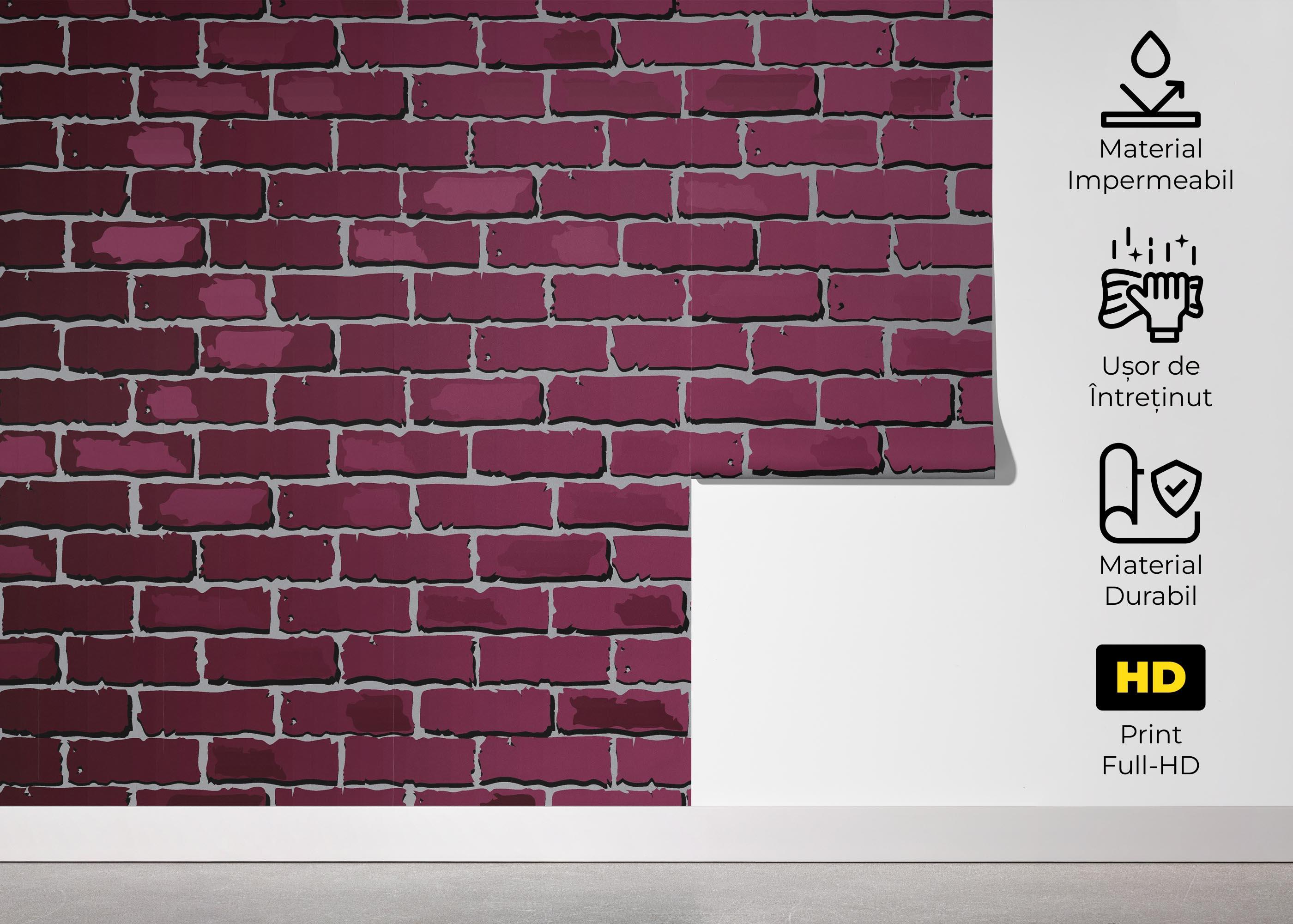 Fototapet Burgundy Color Brick mockup 5